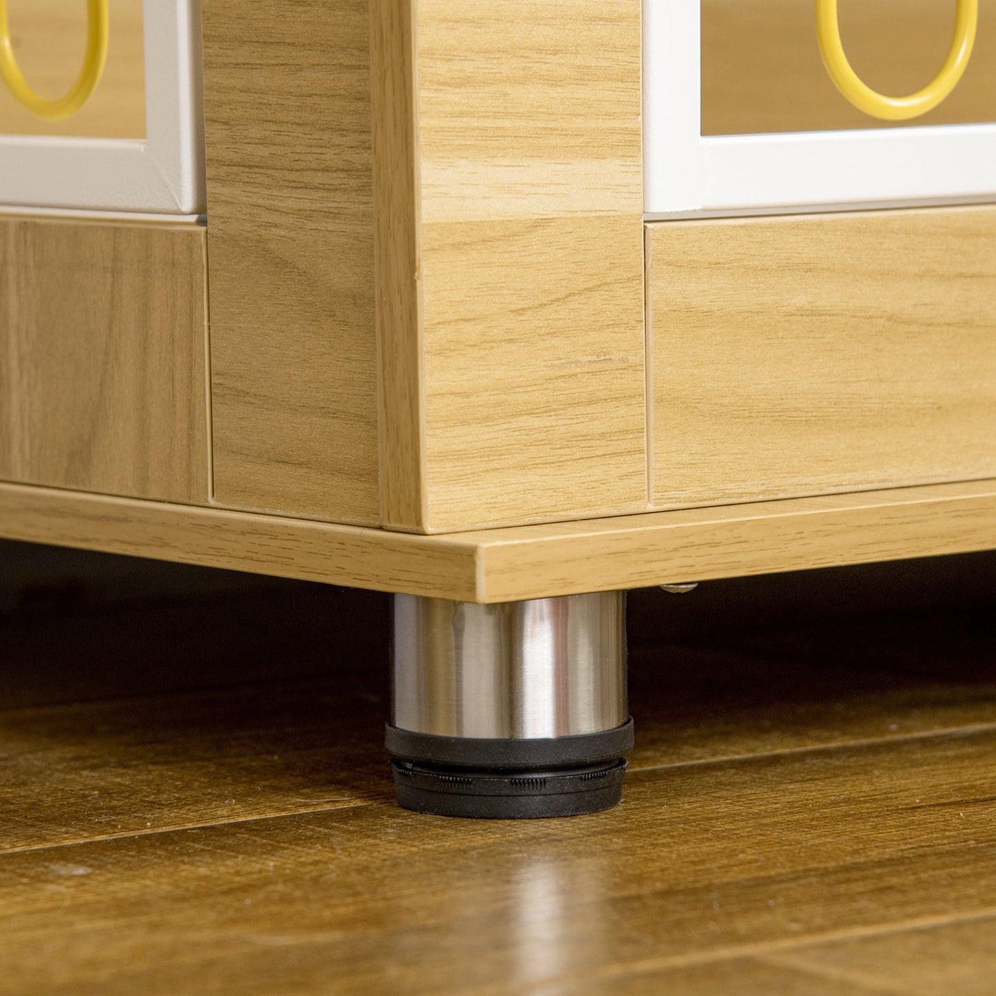 Dog Crate Furniture, Side End Table, Indoor Dog Kennel with Soft Washable Cushion, Wire Mesh, Large Top, for Medium and Large Dogs, 90 x 58 x 65, Oak Tone