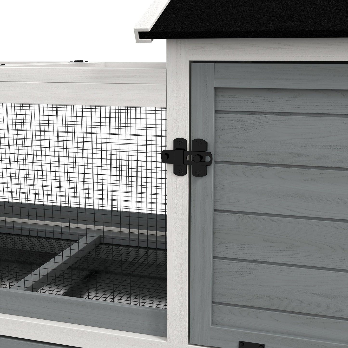 Wooden Rabbit Hutch with Wheels, Guinea Pig Cage, Small Animal House for Outdoor & Indoor with Slide-out Tray, 108 x 58 x 73.5cm, Grey