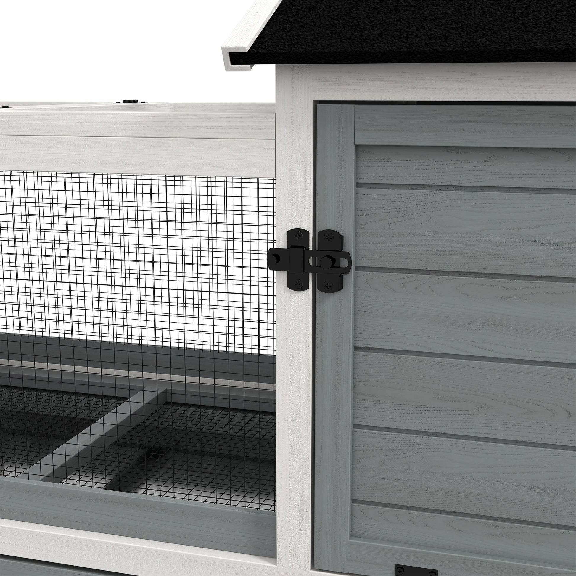 Wooden Rabbit Hutch with Wheels, Guinea Pig Cage, Small Animal House for Outdoor & Indoor with Slide-out Tray, 108 x 58 x 73.5cm, Grey