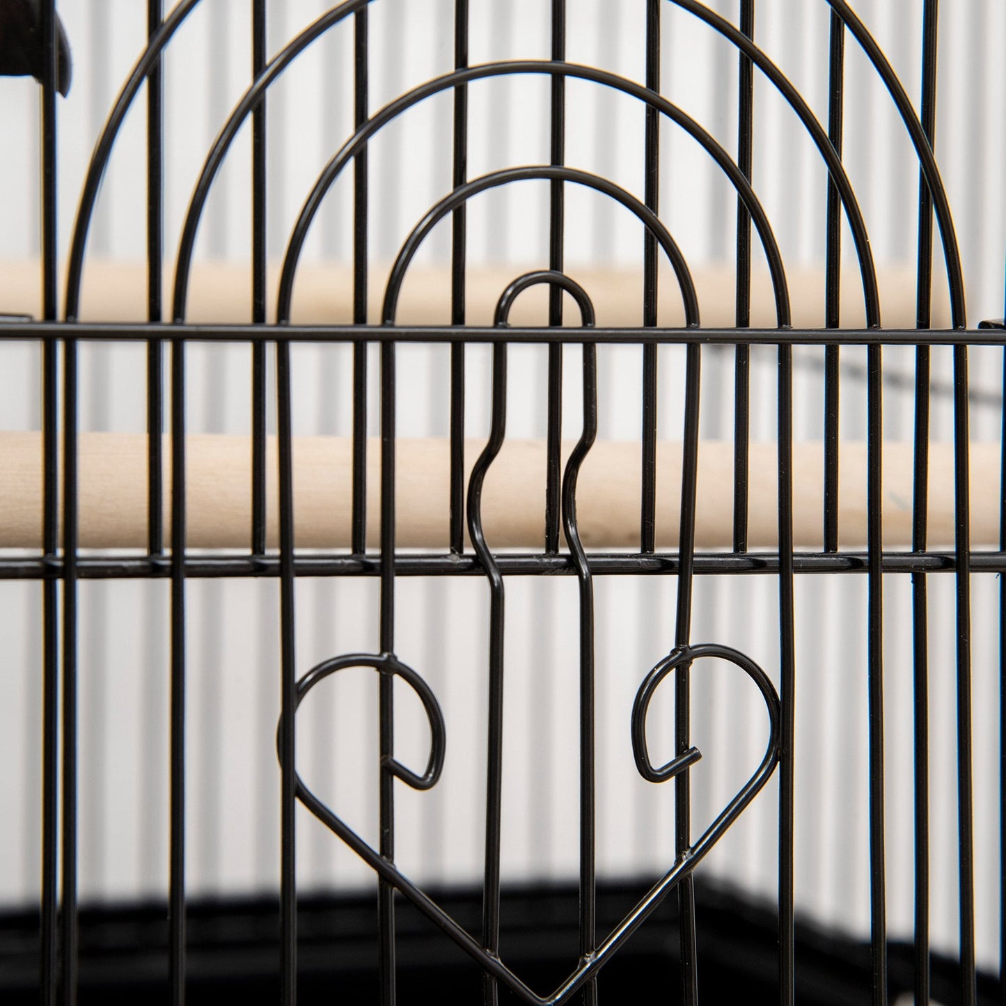 Bird Cage Budgie Cage with Stand Slide Tray Handle for Finch Canary 43.5 x 33 x 121cm Black