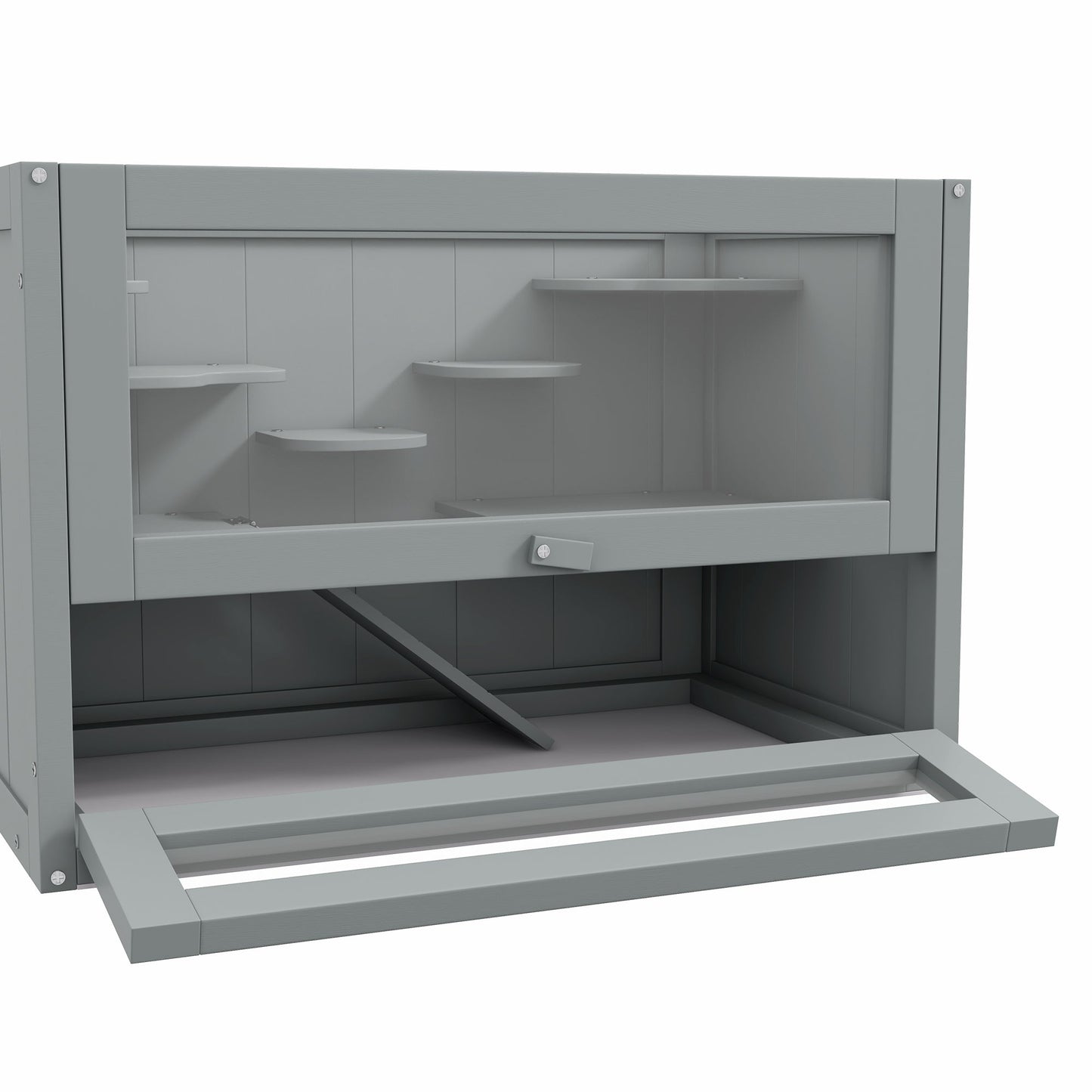 Wooden Hamster Cage Mouse Mice Rodent Small Animals Hutch Exercise Play House 60 x 35 x 42cm, Grey