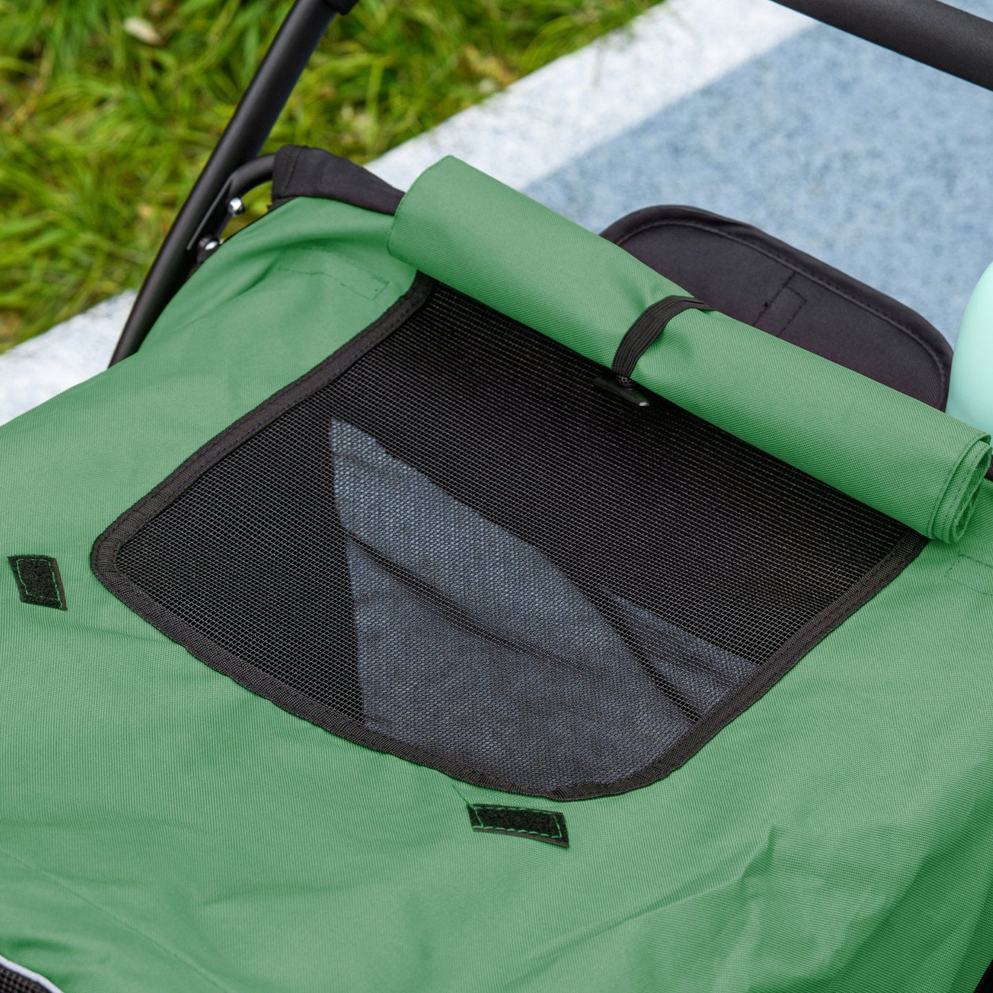 Large Dog Stroller Dog Pram Foldable Pet Pushchair with Safety Leashes for Medium, Large Dogs - Green