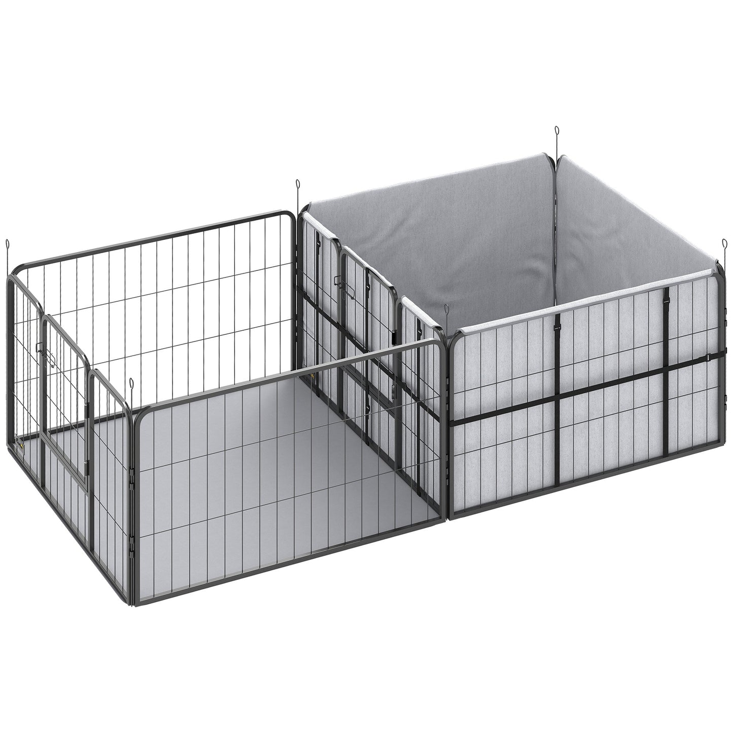 Whelping Box for Dogs, Puppies, 7 Panel Dog Playpen with Two Rooms, Washable Whelping Pads, Water-Resistant Oxford Fabric, Two Doors, for Small and Medium Dogs