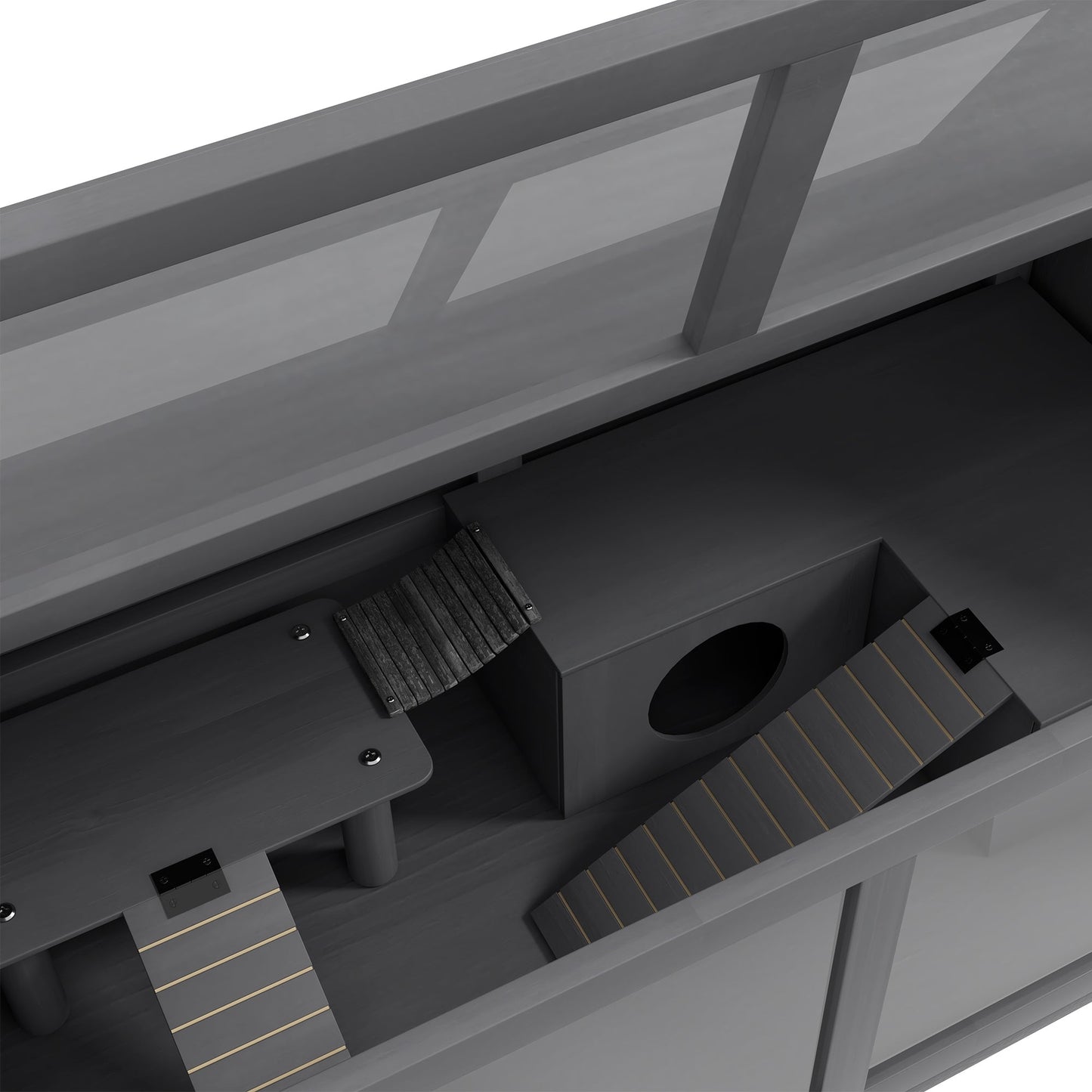 Wooden Hamster Cage, Gerbil Cage for Syrian Hamster with Exercise Play House, Openable Top 85 x 45 x 44cm - Grey