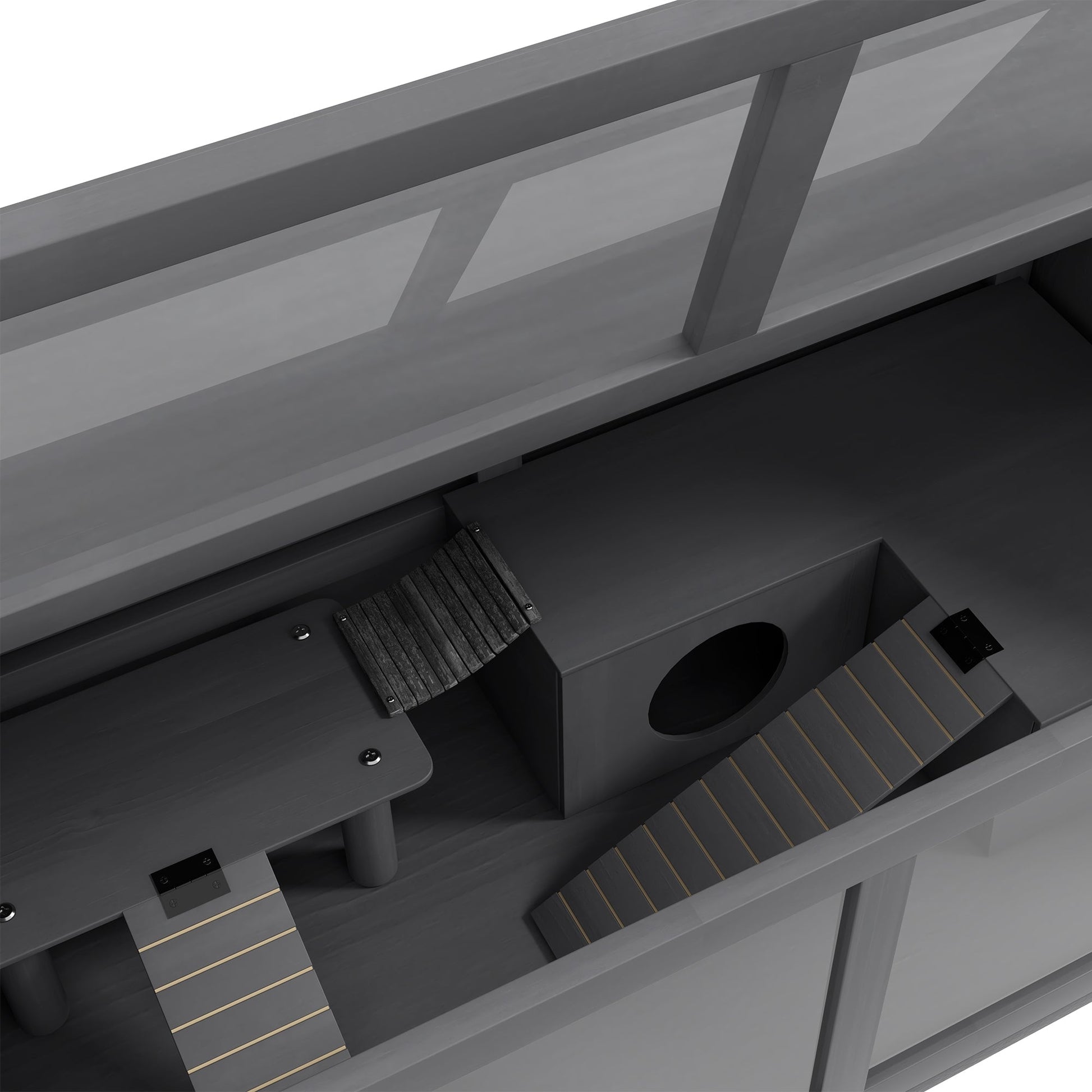 Wooden Hamster Cage, Gerbil Cage for Syrian Hamster with Exercise Play House, Openable Top 85 x 45 x 44cm - Grey