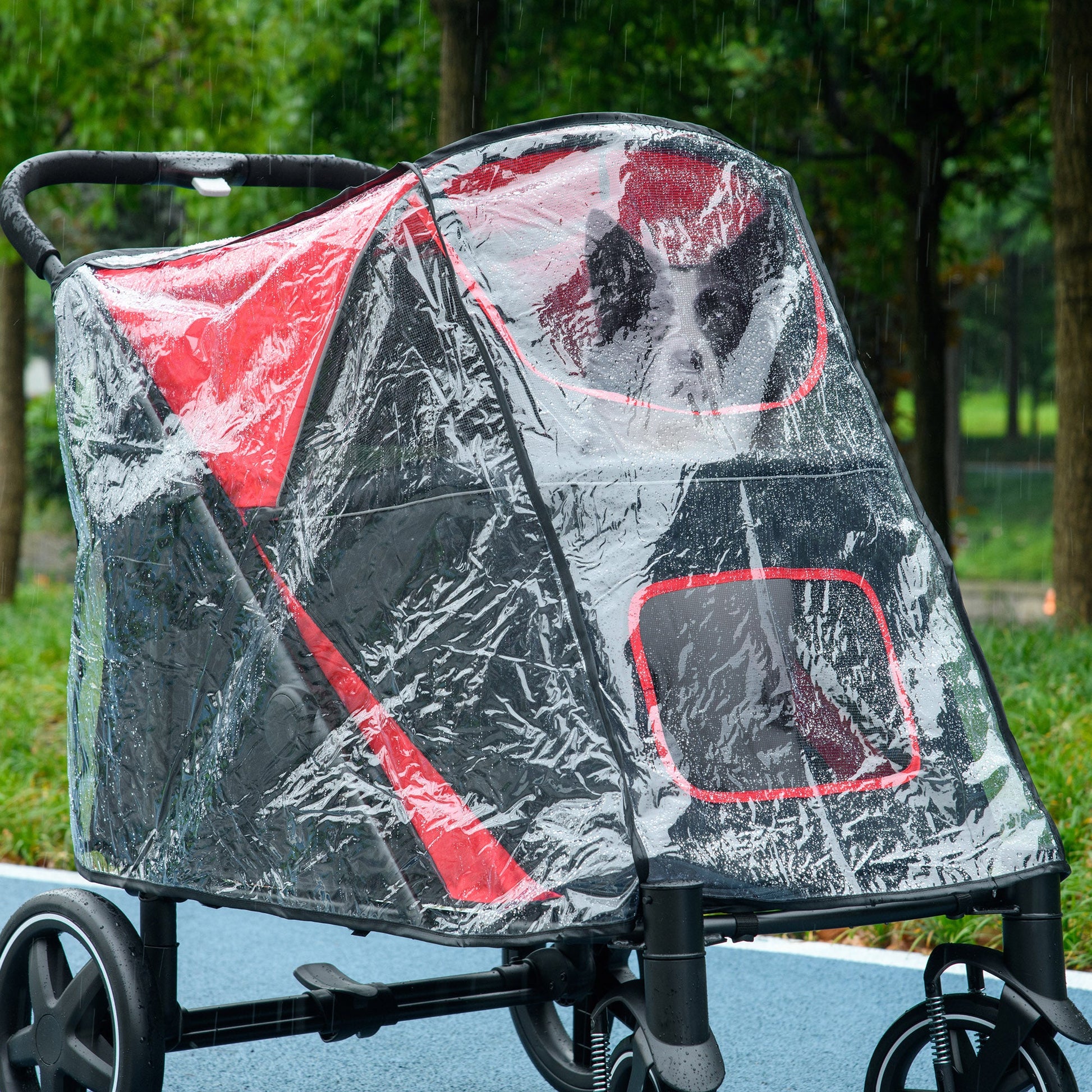 Dog Stroller Rain Cover, Cover for Dog Pram Stroller, Buggy for Large, Medium Dogs w/ Rear Entry