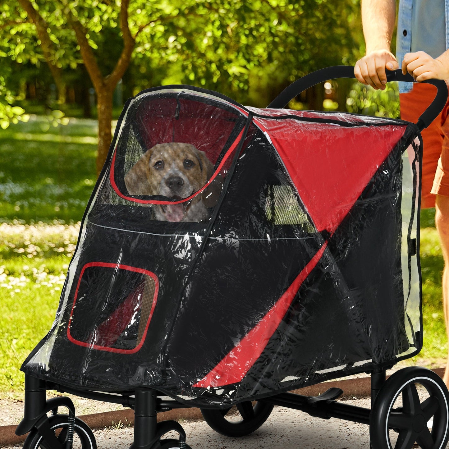 Dog Stroller Rain Cover, Cover for Dog Pram Stroller, Buggy for Large, Medium Dogs w/ Rear Entry