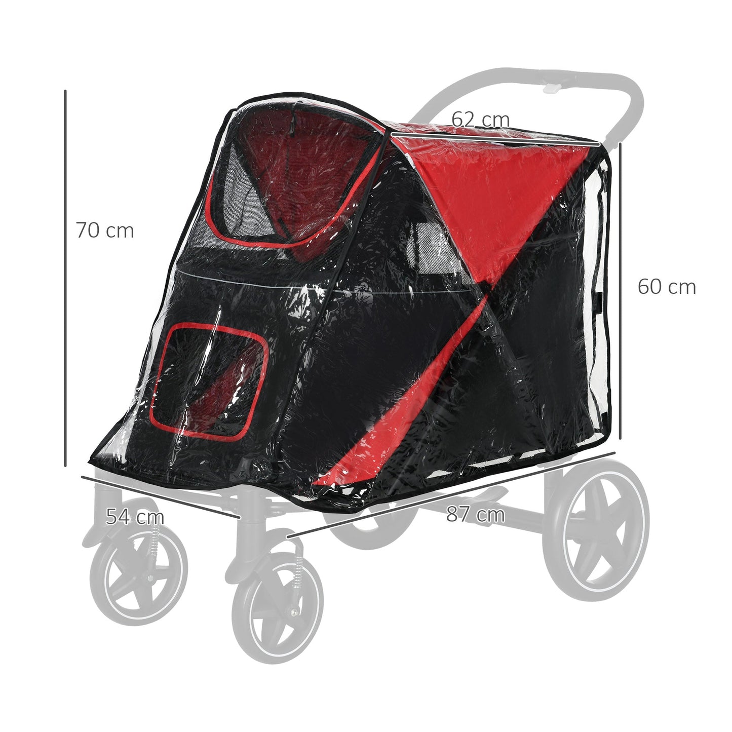Dog Stroller Rain Cover, Cover for Dog Pram Stroller, Buggy for Large, Medium Dogs w/ Rear Entry