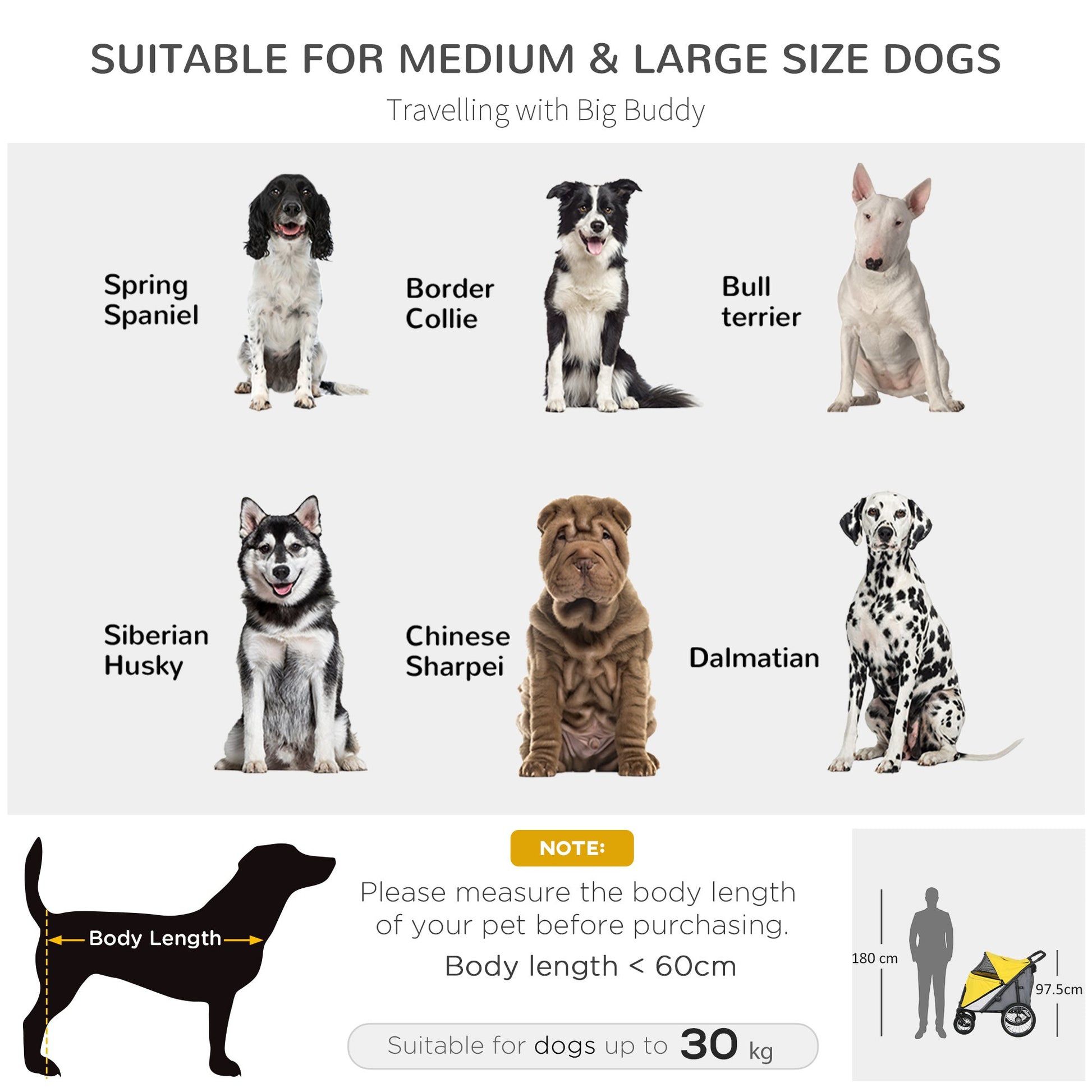 Large Dog Stroller Dog Pram Foldable Pet Pushchair with Safety Leashes for Medium, Large Dogs - Yellow