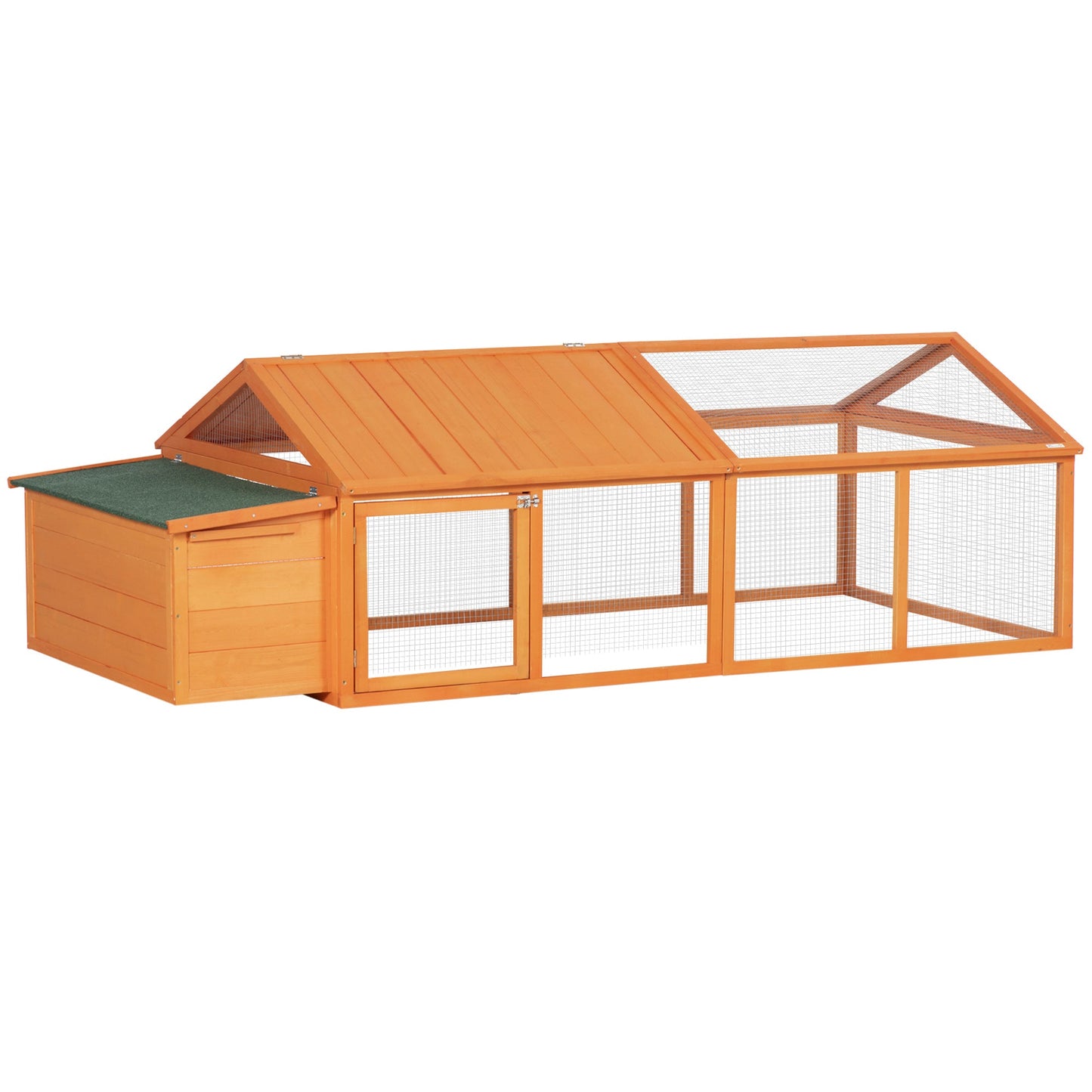 Chicken Run, Wooden Chicken Coop with Nesting Box, Openable Roof for 4-8 Chickens, Rabbits, Ducks, for Garden - Orange