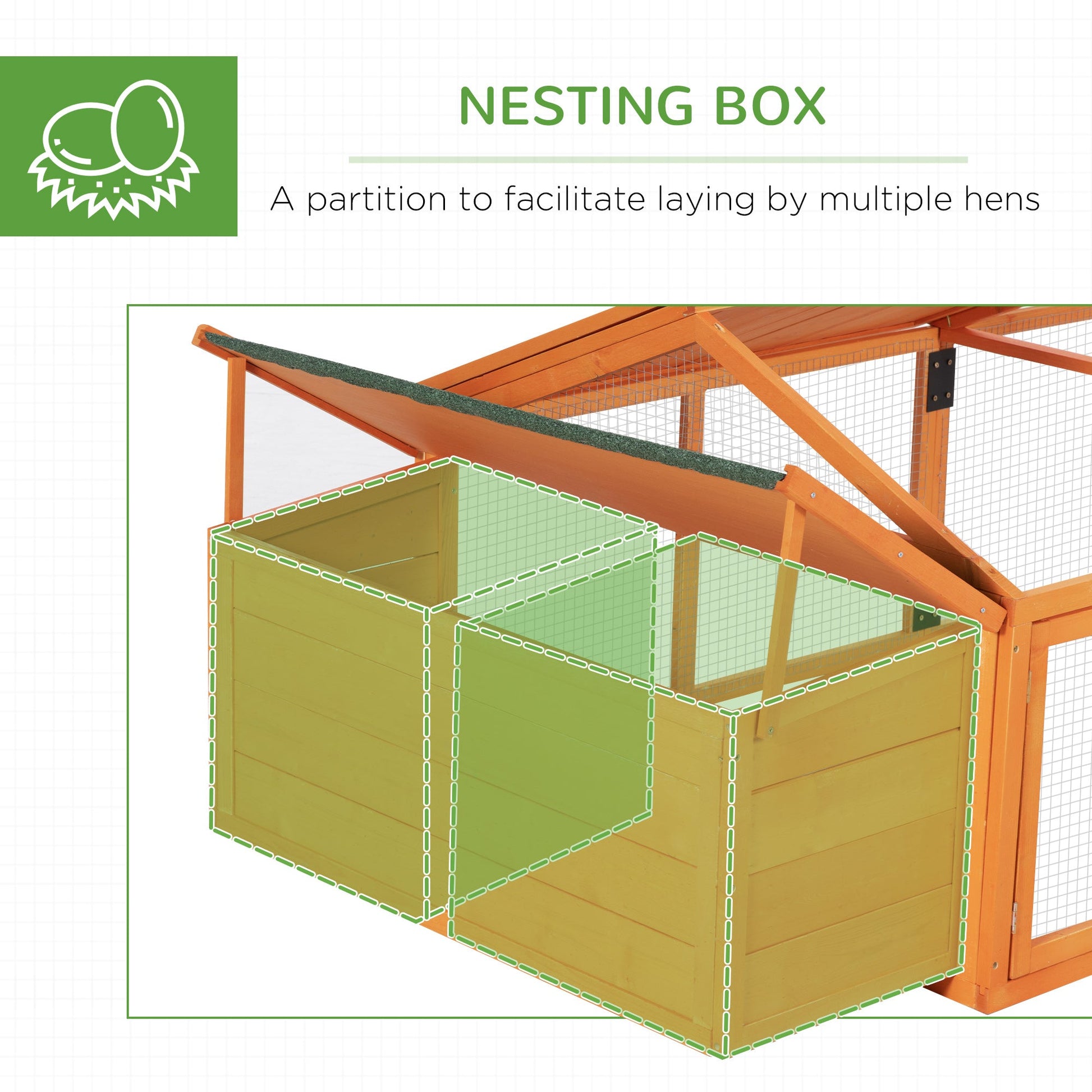 Chicken Run, Wooden Chicken Coop with Nesting Box, Openable Roof for 4-8 Chickens, Rabbits, Ducks, for Garden - Orange