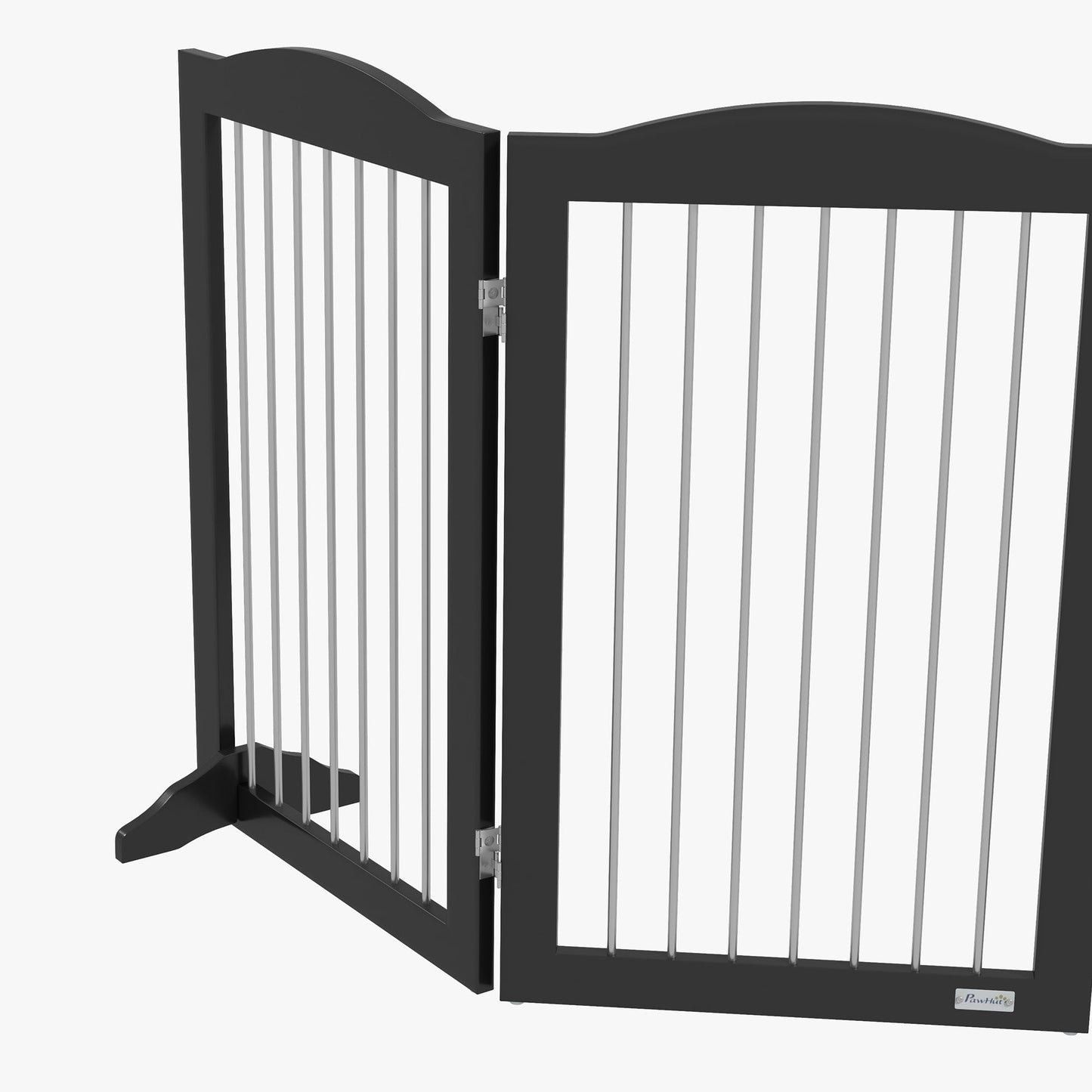 Foldable Dog Gate, Freestanding Pet Gate, Dog Barrier with Two Support Feet, for Doorways, Stairs, Halls - Black