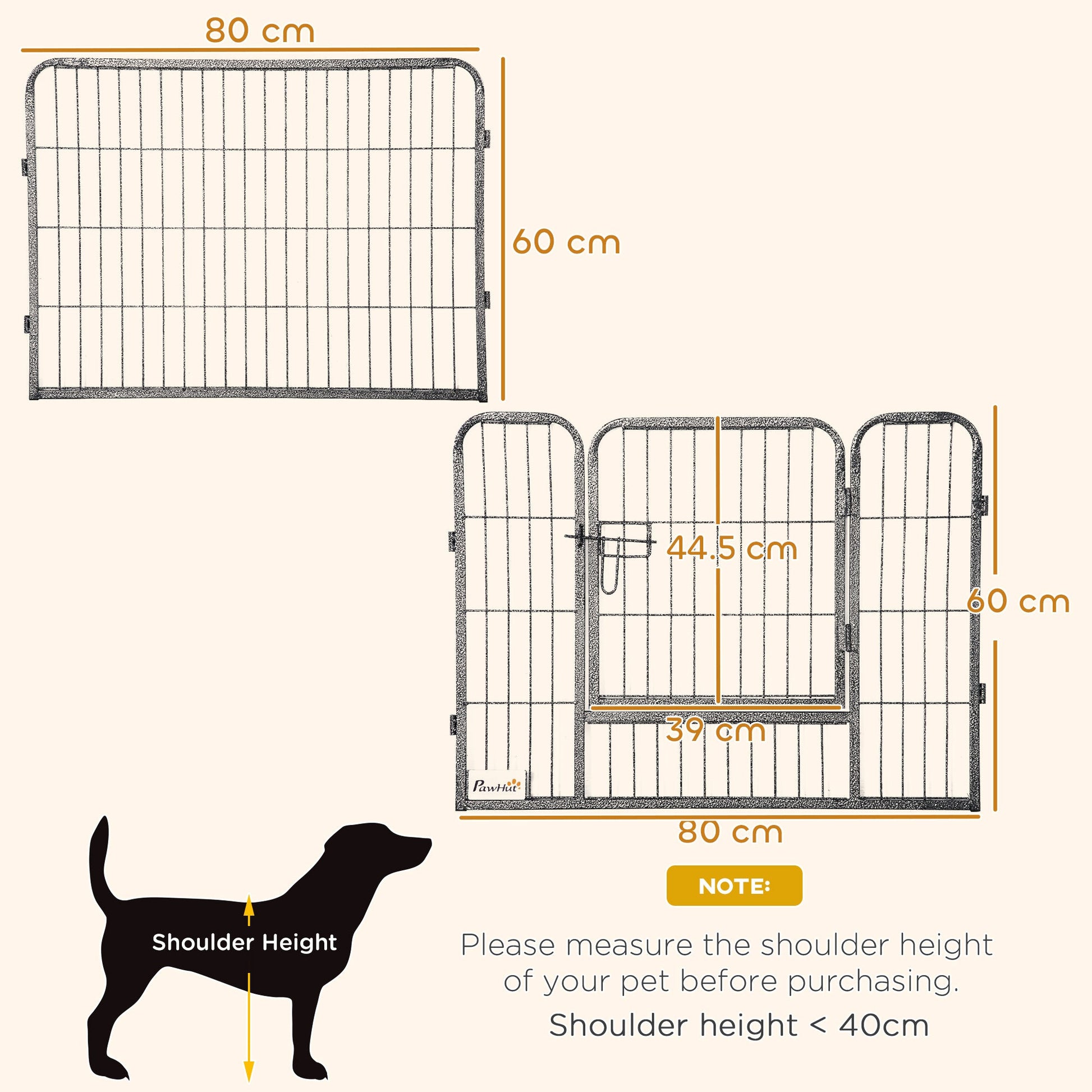 Dog Pen, 16 Panels Puppy Pen 60cm High, Heavy Duty Pet Playpen Portable for Indoor Outdoor, for Dogs, Ducks
