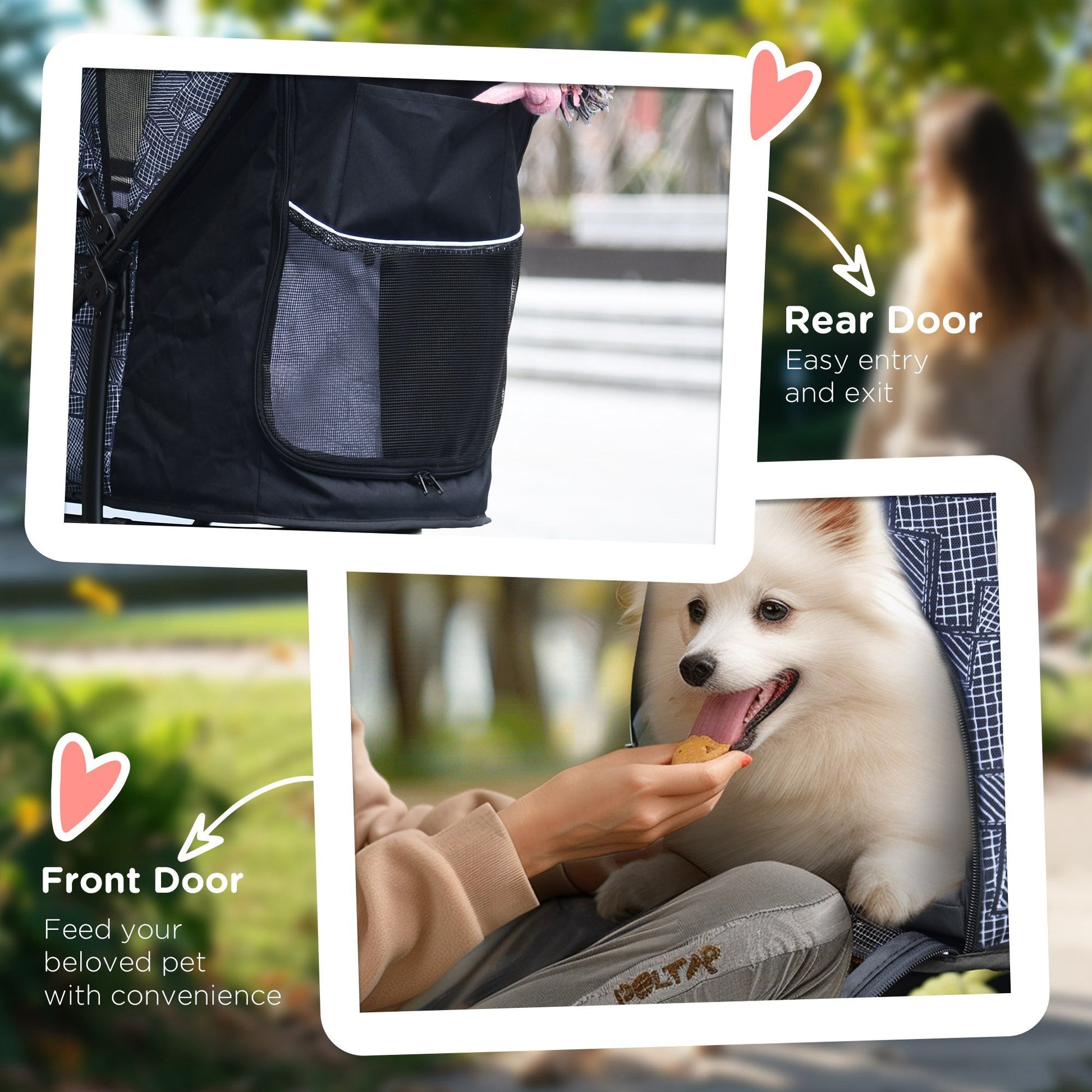 Dog Pram Dog Stroller Pet Pushchair with Universal Wheels, Brake for Small Breeds - Grey