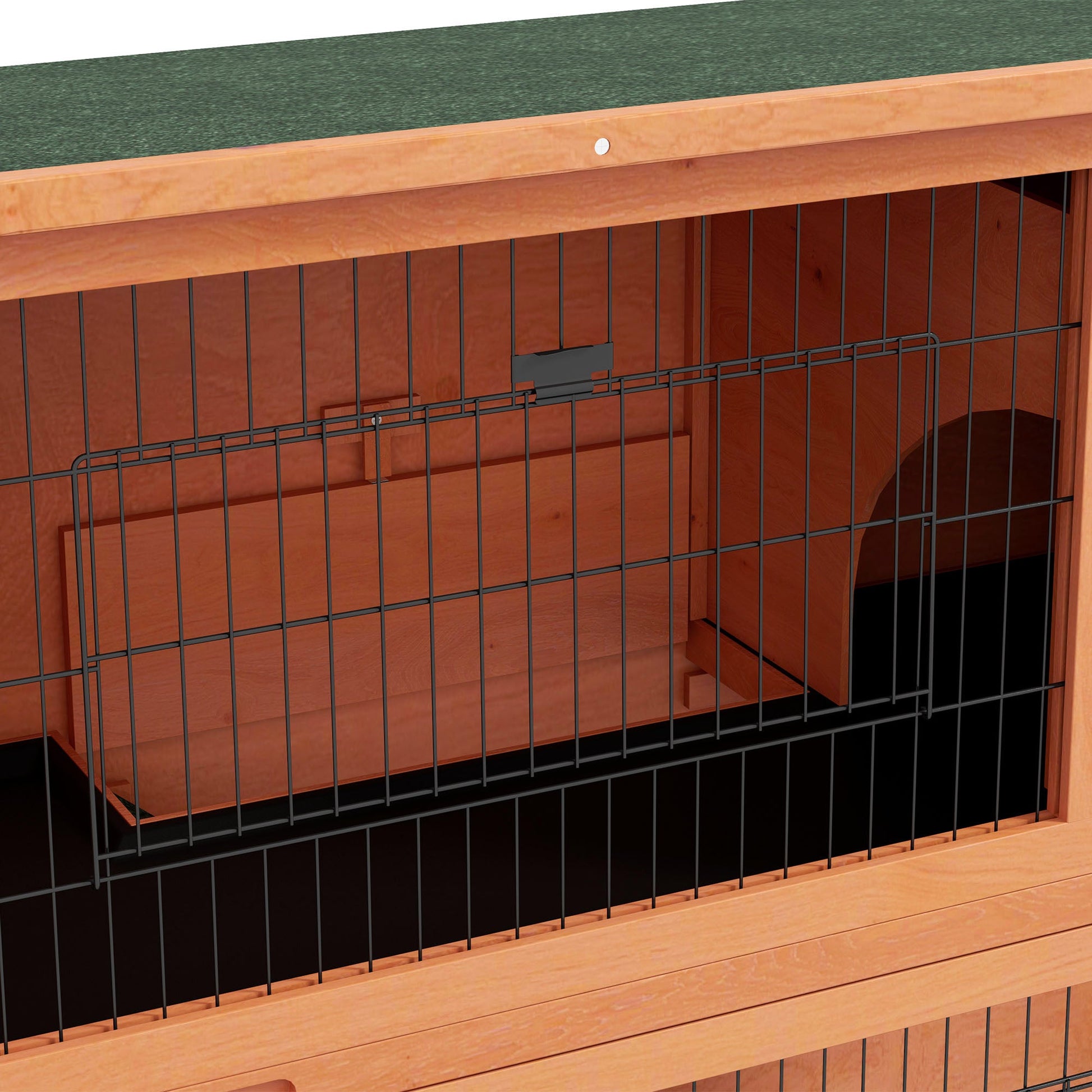 Rabbit Hutch Guinea Pig Hutch Wooden with No-Leak Tray, Asphalt Roof, Base, Antiseptic Wood Outdoor for 1-2 Rabbits 120 x 50 x 102cm - Orange