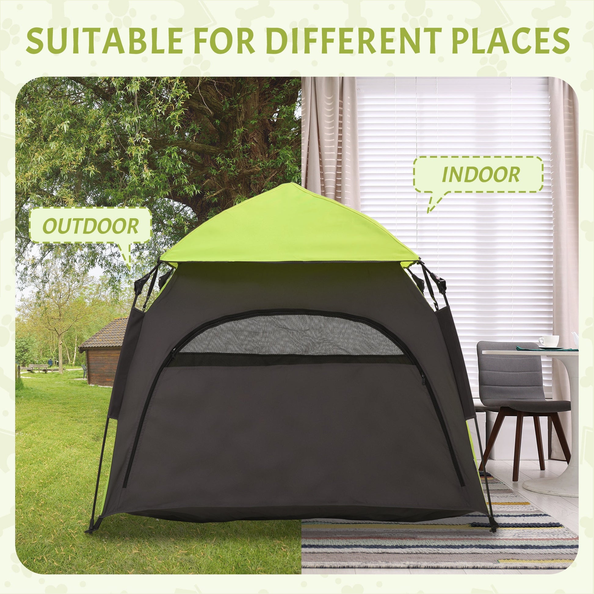 Foldable Dog Cat Tent, Portable Pet Playpen with Water-Resistant Oxford Cloth, Carry Bag, Exercise Tent for Extra Large Dog, Cat, Indoor Outdoor Use, Green