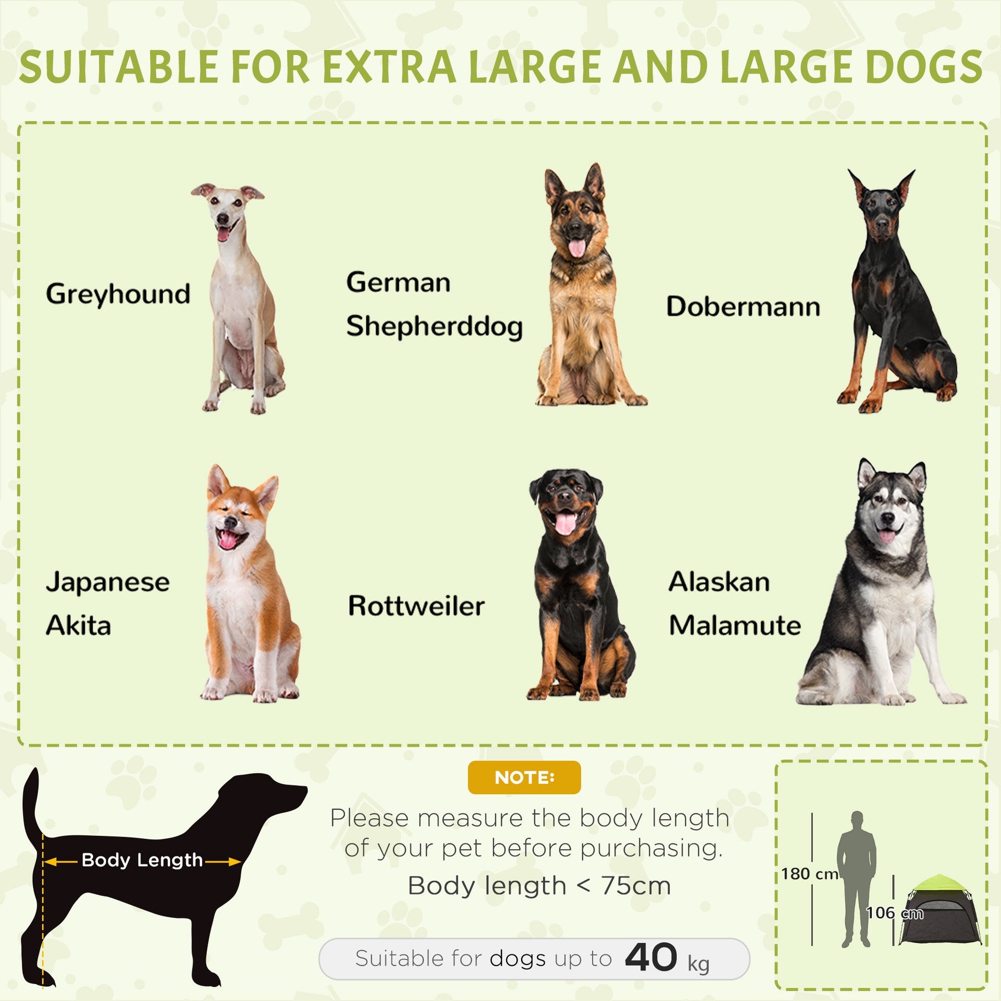 Foldable Dog Cat Tent, Portable Pet Playpen with Water-Resistant Oxford Cloth, Carry Bag, Exercise Tent for Extra Large Dog, Cat, Indoor Outdoor Use, Green