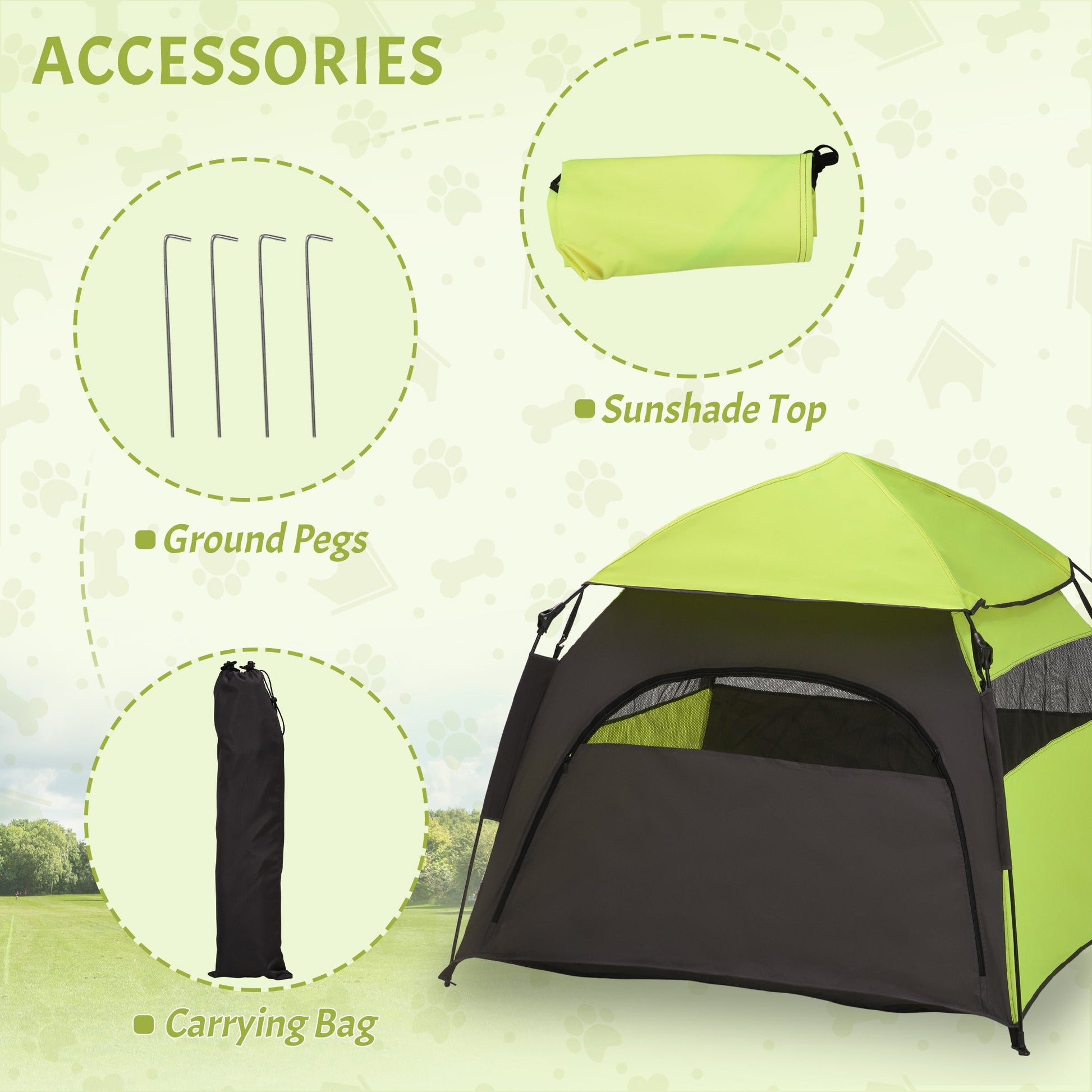 Foldable Dog Cat Tent, Portable Pet Playpen with Water-Resistant Oxford Cloth, Carry Bag, Exercise Tent for Extra Large Dog, Cat, Indoor Outdoor Use, Green