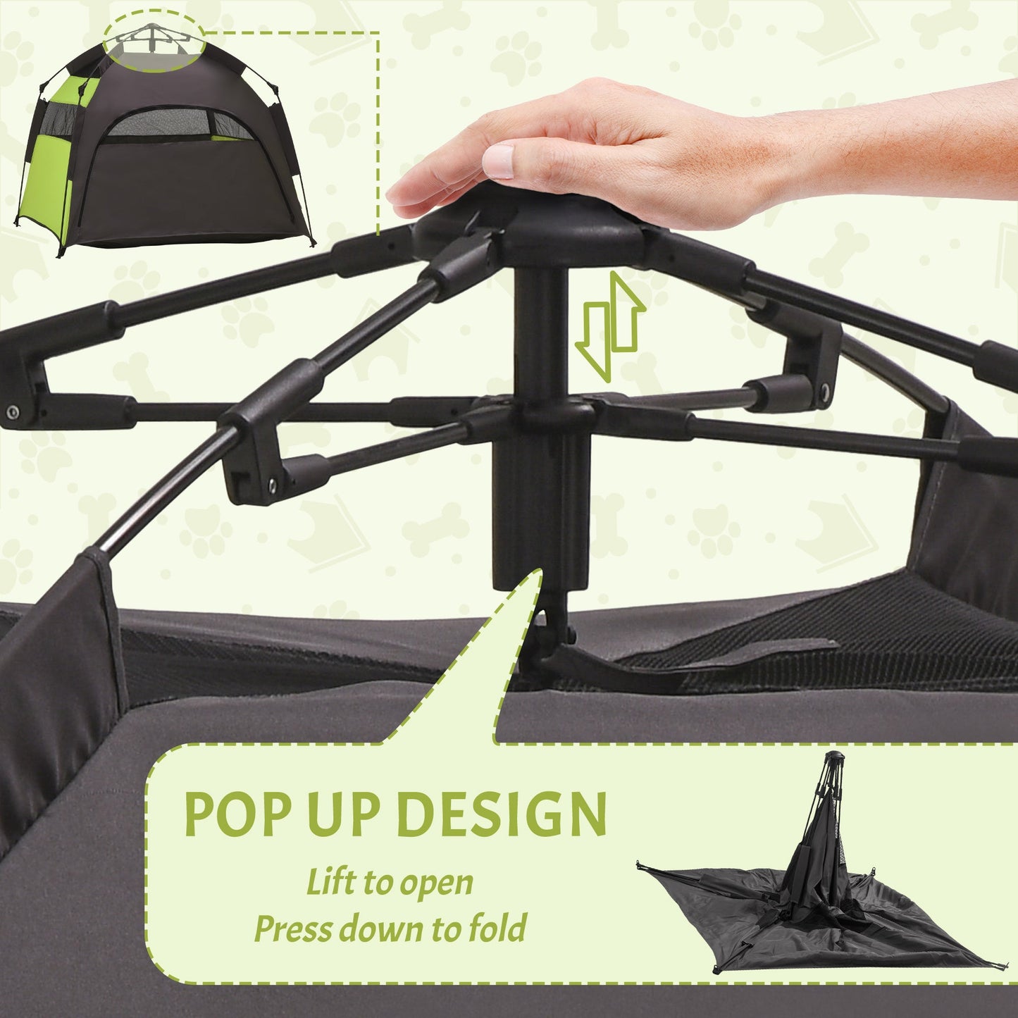 Foldable Dog Cat Tent, Portable Pet Playpen with Water-Resistant Oxford Cloth, Carry Bag, Exercise Tent for Extra Large Dog, Cat, Indoor Outdoor Use, Green