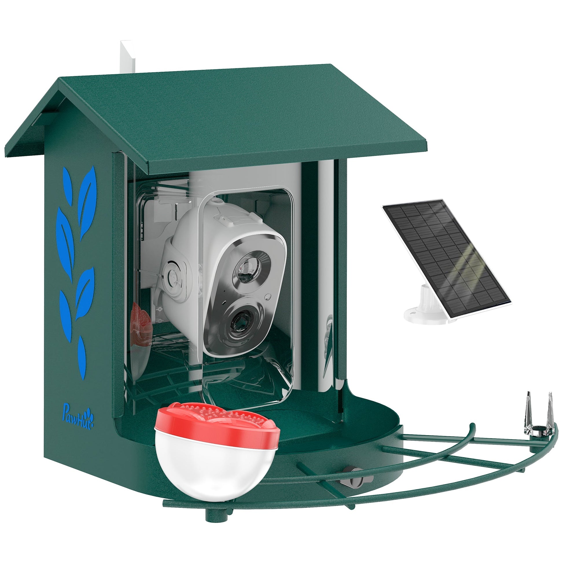 Bird Feeder with Camera, Smart Bird Feeder Camera AI Identifies 16,000+ Species, 2K HD Auto Capture Video, APP Instant Notifications, Hummingbird Feeding Add-ons, 3W Solar Panel, 32GB Card
