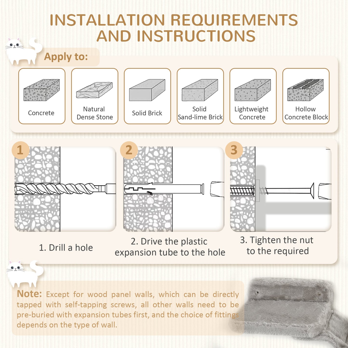 4 Piece Cat Shelves, Cat Wall Furniture with Hammock, Scratching Posts, Soft Ladder, Steps, Jump Platforms, Cat Wall Shelves for Indoor Cats - Grey