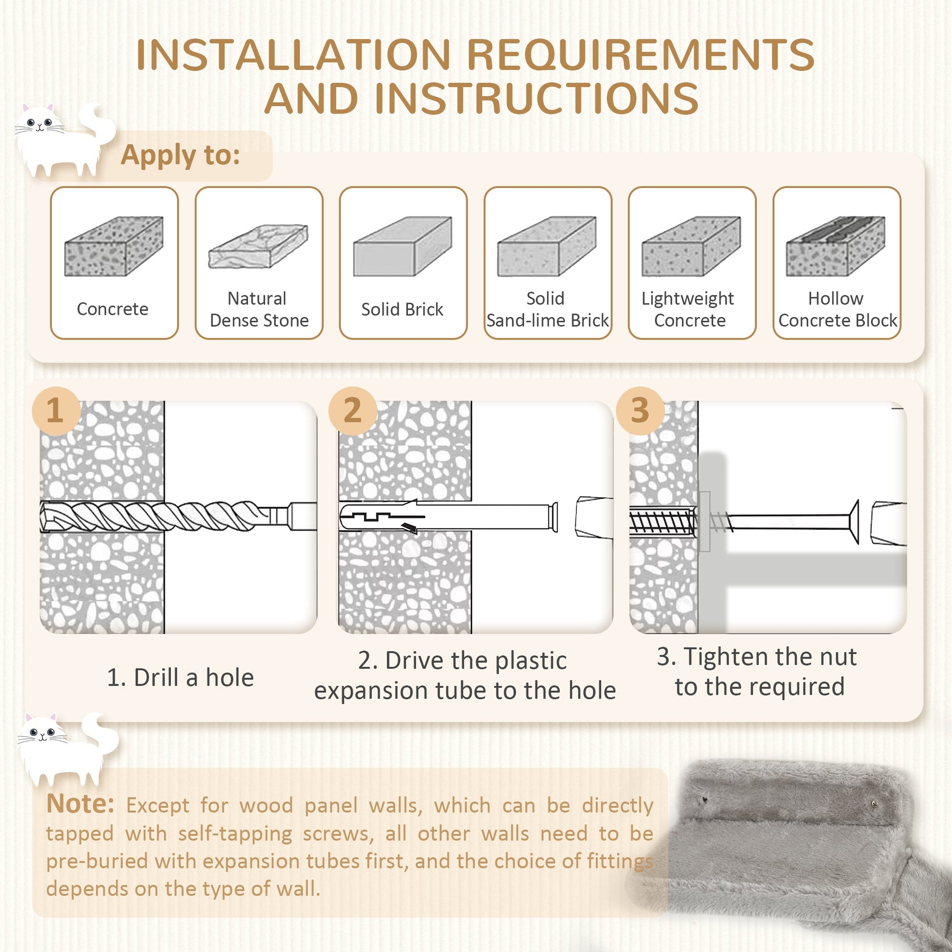 4 Piece Cat Shelves, Cat Wall Furniture with Hammock, Scratching Posts, Soft Ladder, Steps, Jump Platforms, Cat Wall Shelves for Indoor Cats - Grey