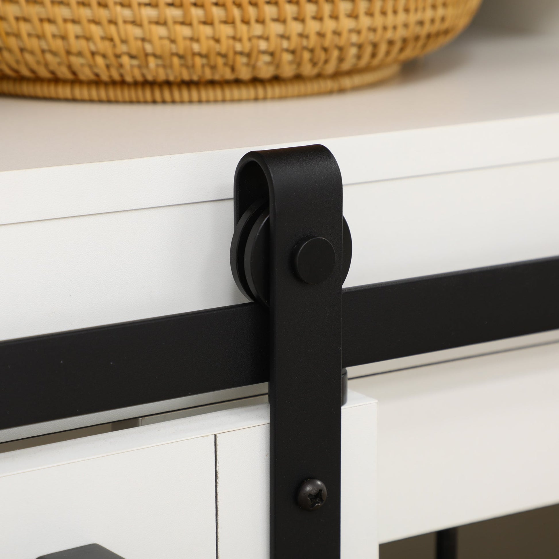 Dog Crate Furniture for Small and Large Dogs w/ Movable Divider, Dog Cage End Table with Shelves, Sliding Doors, 120 x 60 x 88.5cm, White