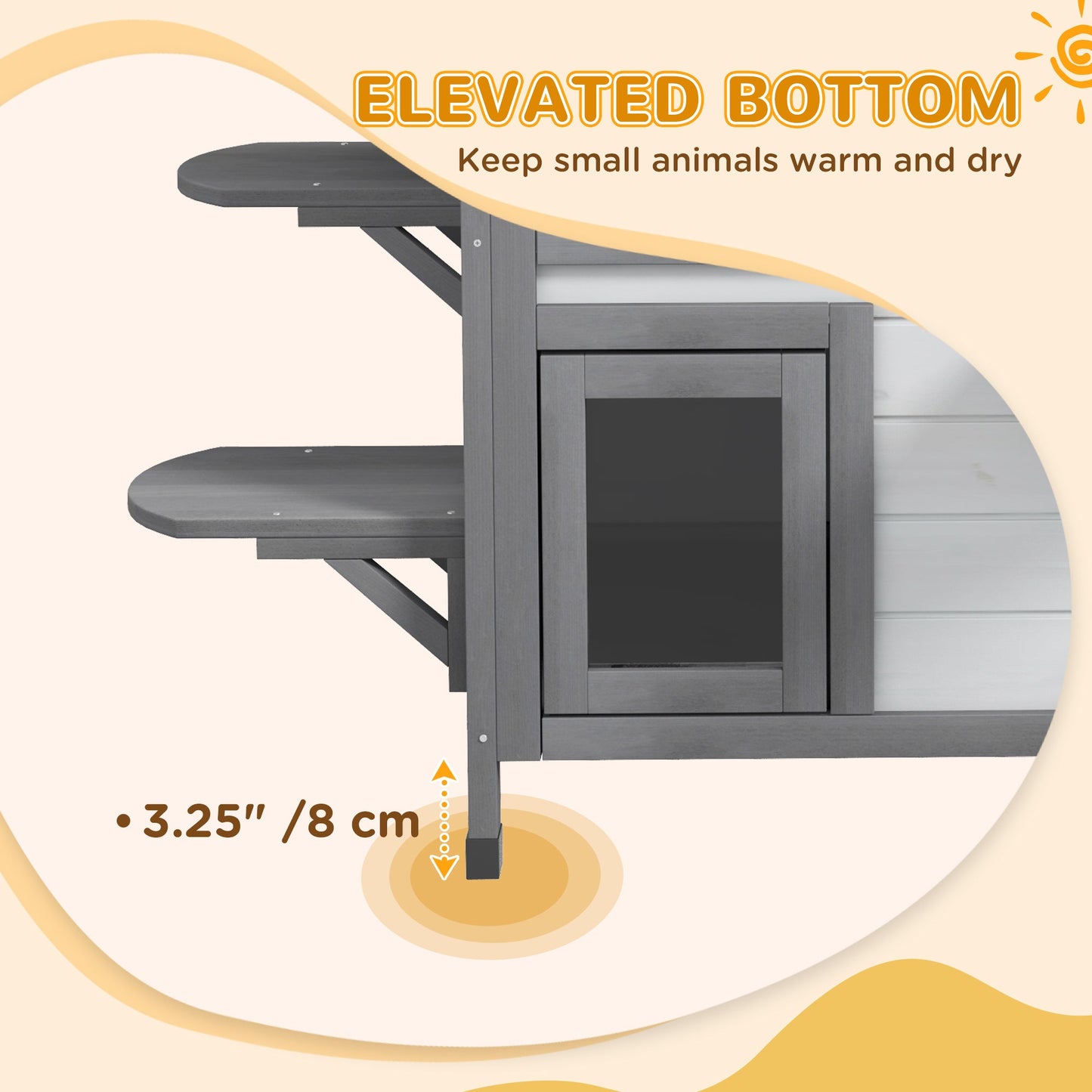  2-story Cat House Outdoor, Weatherproof Wooden Cat Enclosure for Feral Cats with Escape Door, Openable Roof, Jumping Platforms, White
