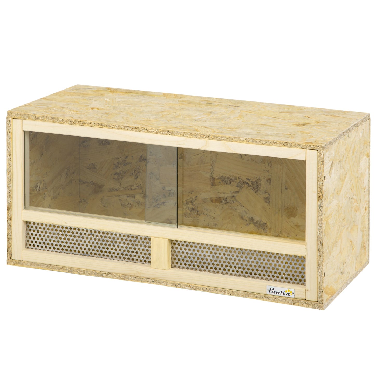 Reptile Terrarium Vivarium Habitat w/ Transparent Sliding Doors, Breathable Mesh, for Lizards, Horned Frogs, Snakes and Chameleons, 60 x 29.5 x 29.5cm