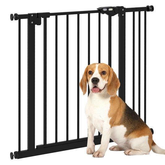 Dog Gate Stair Gate Pressure Fit Pets Barrier Auto Close for Doorway Hallway, 74-87cm Wide Adjustable, Black
