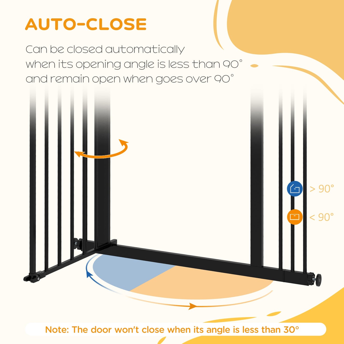 Dog Gate Stair Gate Pressure Fit Pets Barrier Auto Close for Doorway Hallway, 74-87cm Wide Adjustable, Black