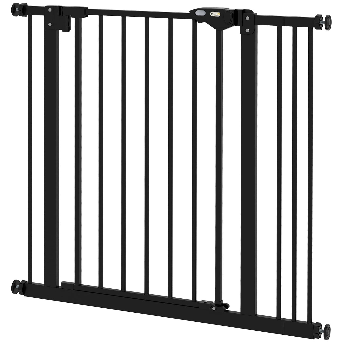Dog Gate Stair Gate Pressure Fit Pets Barrier Auto Close for Doorway Hallway, 74-87cm Wide Adjustable, Black