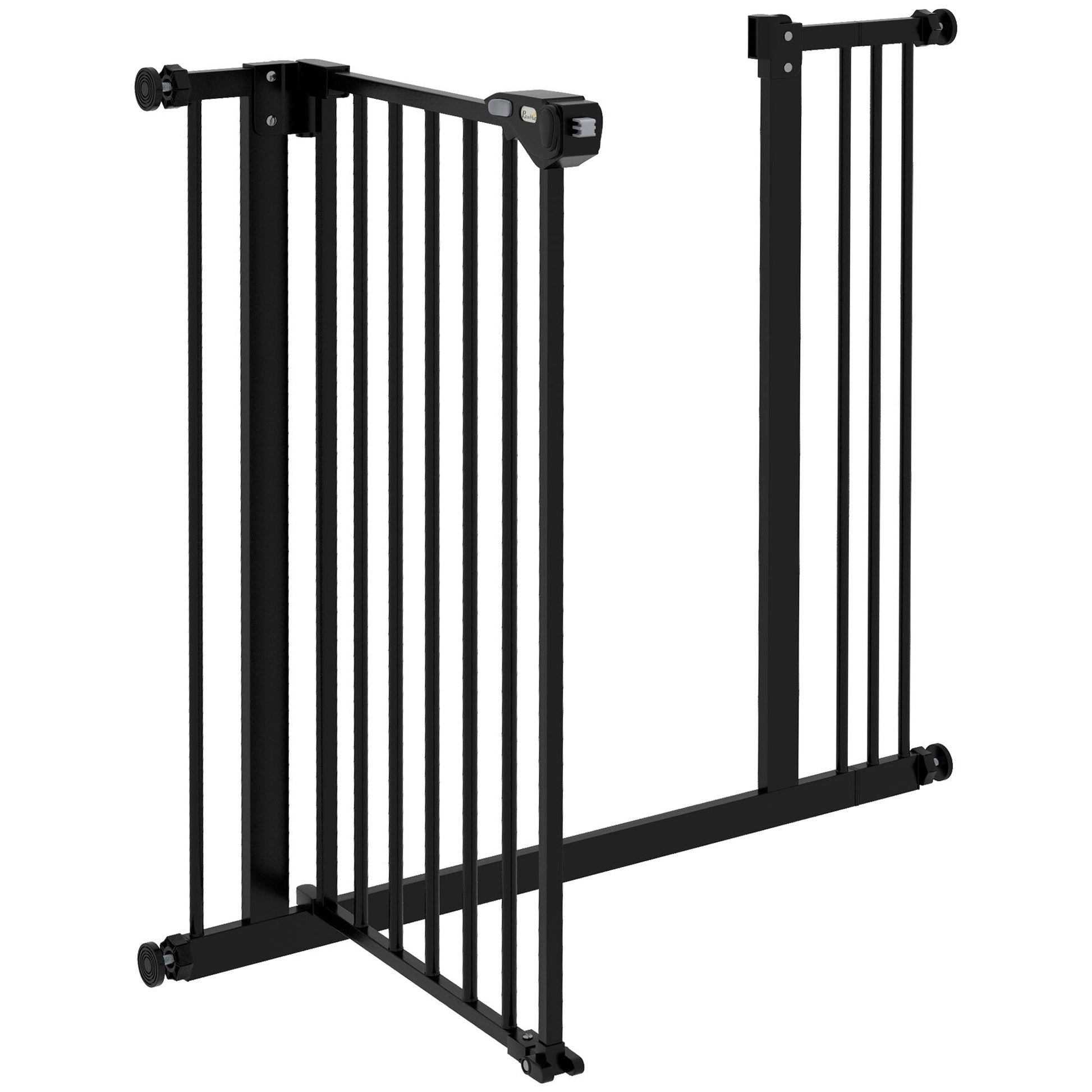 Dog Gate Stair Gate Pressure Fit Pets Barrier Auto Close for Doorway Hallway, 74-87cm Wide Adjustable, Black