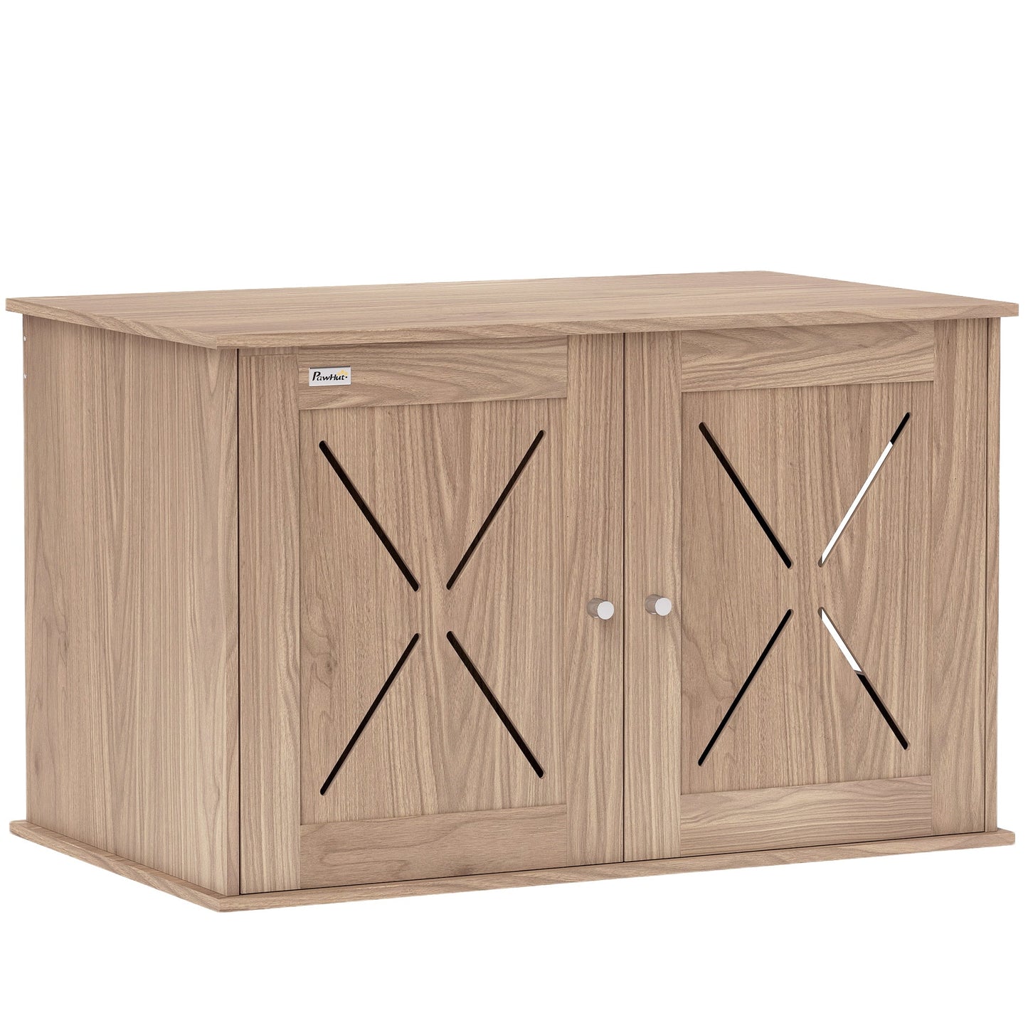 Cat Litter Box Enclosure, Cats House Litter Box Furniture with Double Doors and Side Entrance, Non-Slip Pads, Indoor Kitty House Hidden Washroom Toilet for Living Room, Walnut Brown