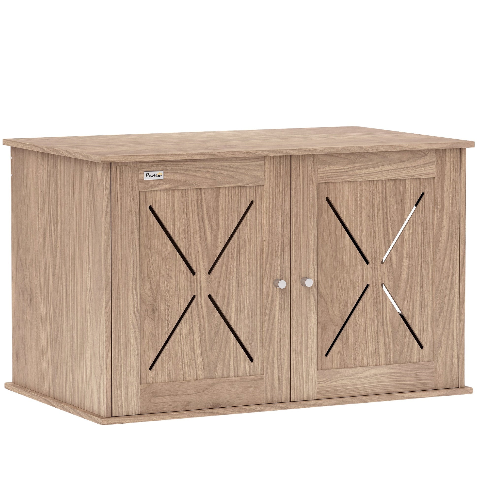 Cat Litter Box Enclosure, Cats House Litter Box Furniture with Double Doors and Side Entrance, Non-Slip Pads, Indoor Kitty House Hidden Washroom Toilet for Living Room, Walnut Brown