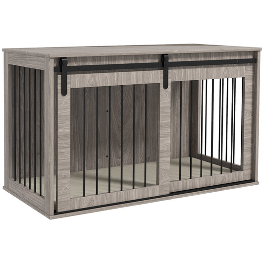 Dog Crate Furniture, Dog House Furniture Style for Extra Large Breeds, Pet Kennel with Removable Cushion for Indoor Use, 118 x 60 x 73 cm, Brown