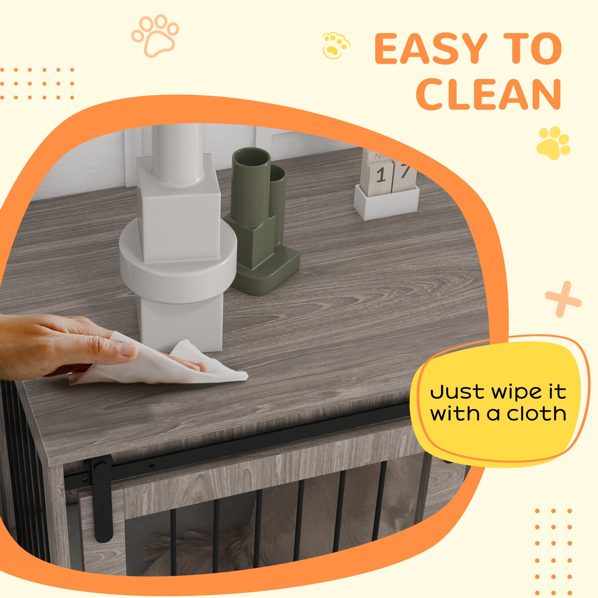 Dog Crate Furniture, Dog House Furniture Style for Extra Large Breeds, Pet Kennel with Removable Cushion for Indoor Use, 118 x 60 x 73 cm, Brown