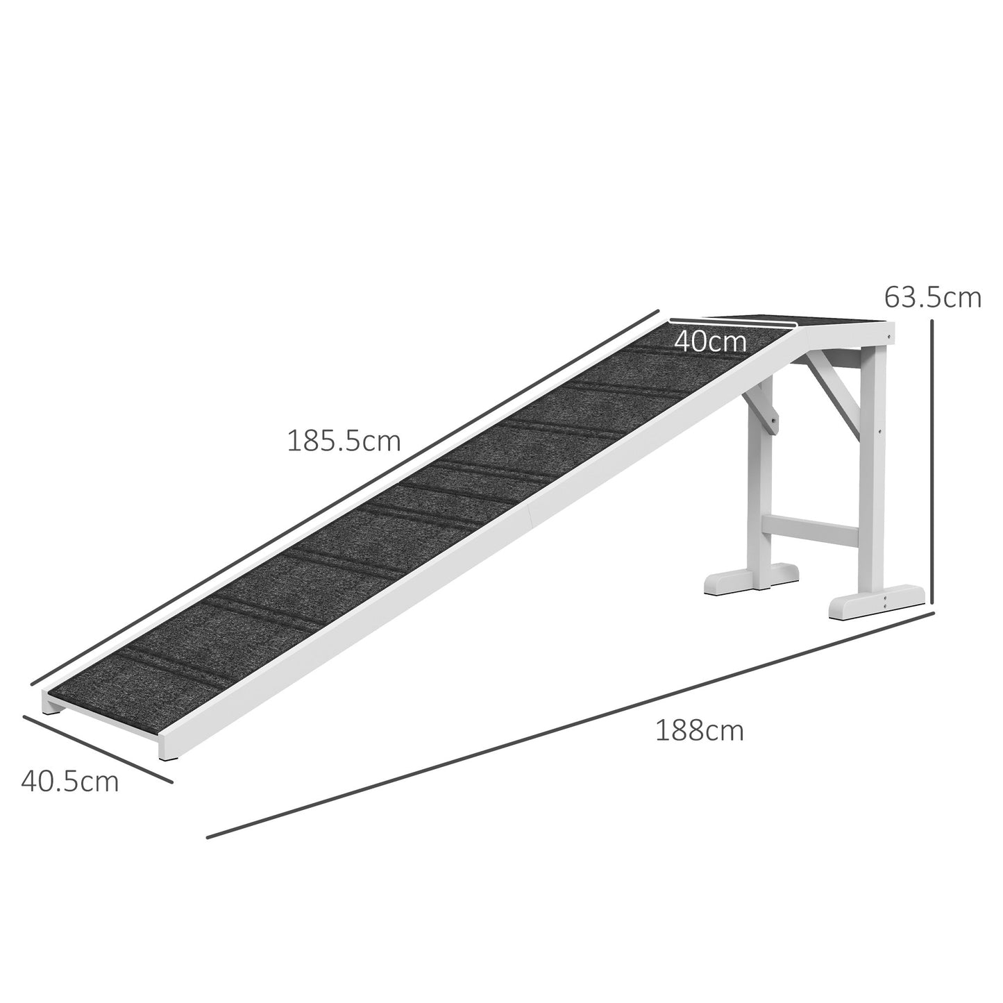 Dog Ramp for Bed, Pet Ramp for Dogs with Non-Slip Carpet and Top Platform, White & Grey