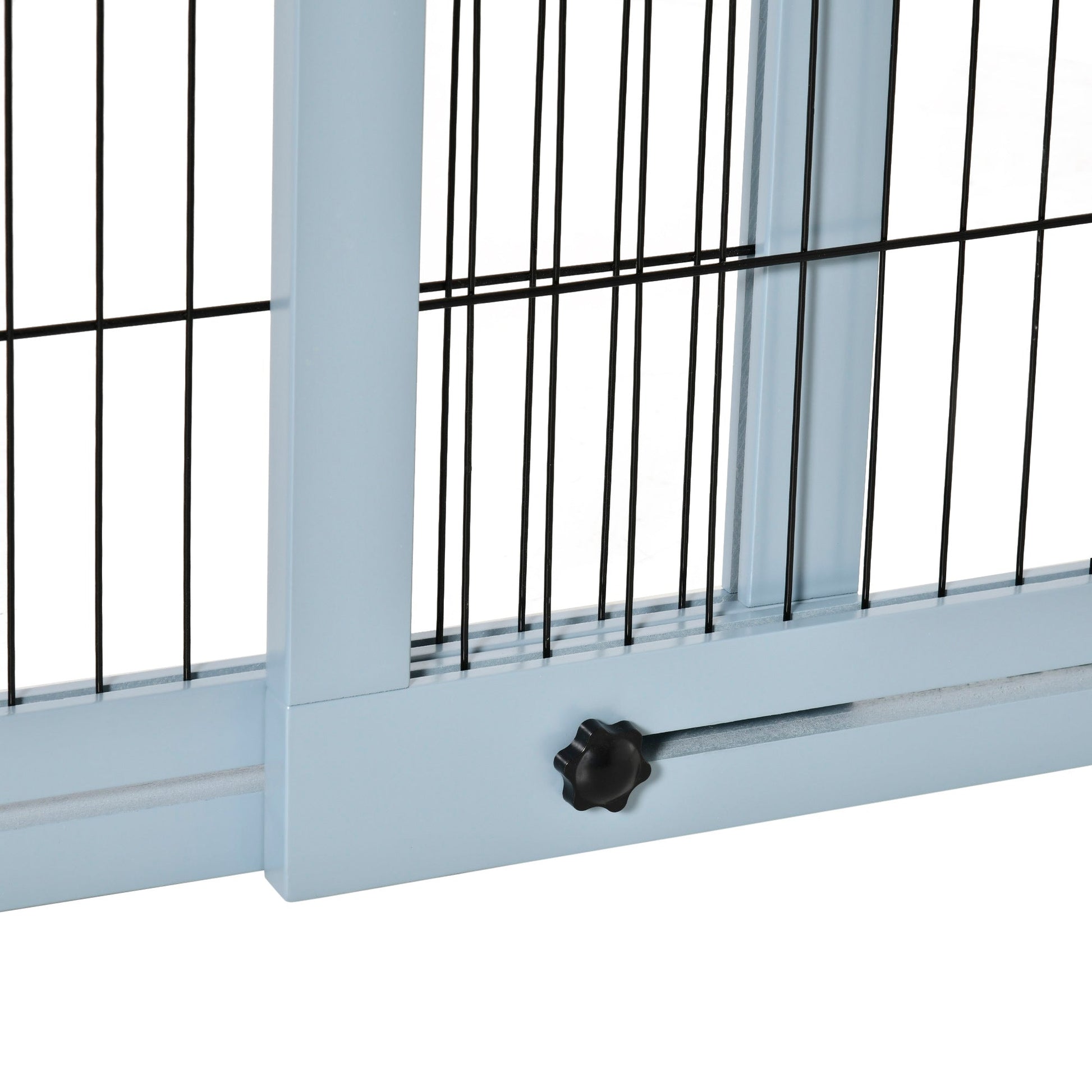 Freestanding Dog Gate, Foldable Pet Fence, Indoor Wood Barrier, Stair Gate with Support Feet, for Doorway, Hallway, Small and Medium Dogs, 69H x 104-183 cm, Blue-grey