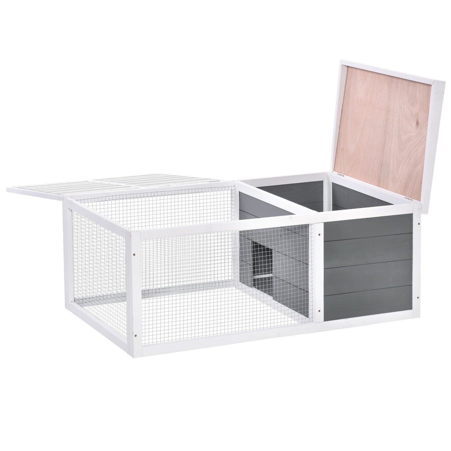 Rabbit Hutch Guinea Pig Hutch Wooden Small Animal Cage Rabbit Run Duck House with Openable Roof for Indoor Outdoor 115 x 66 x 47.5 cm