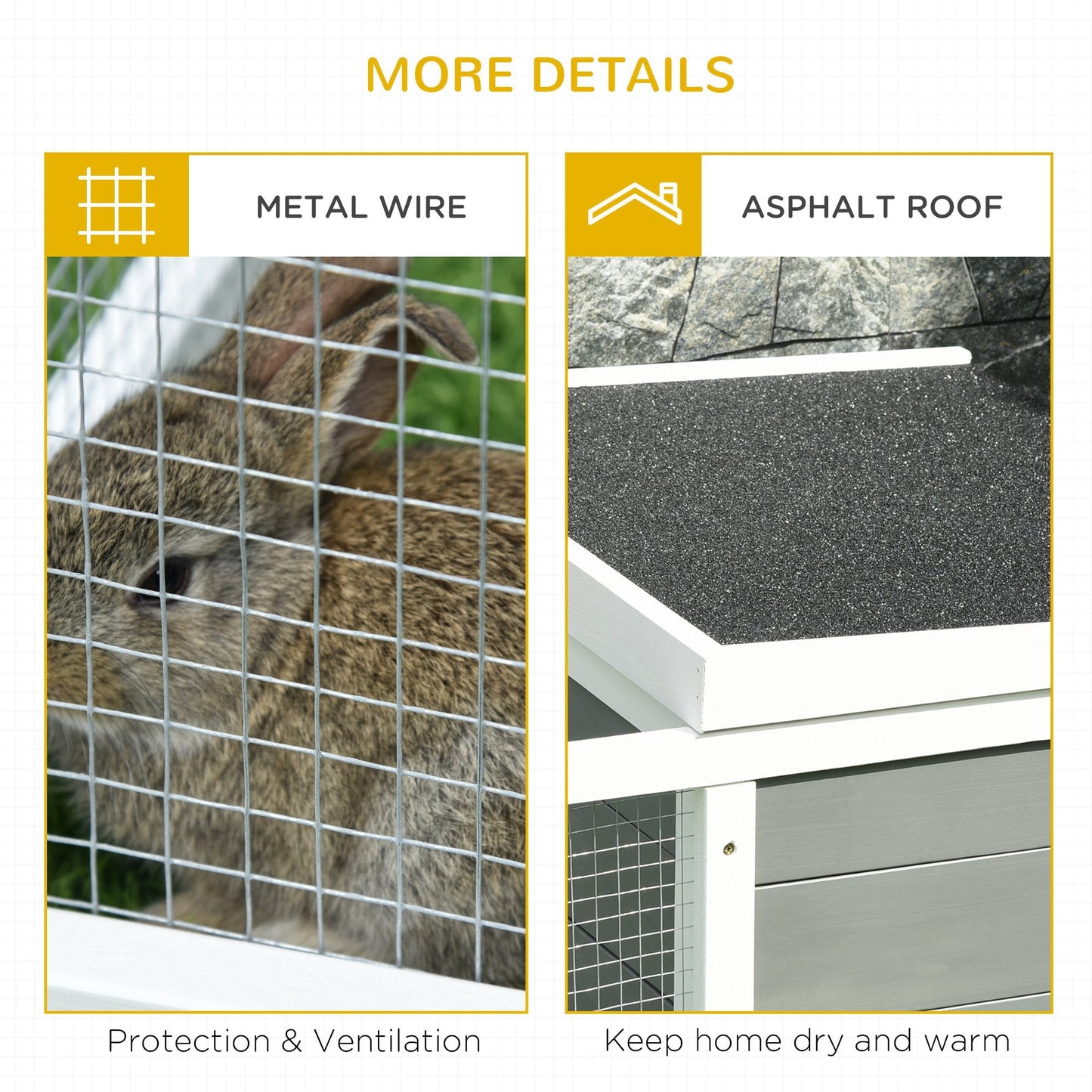 Rabbit Hutch Guinea Pig Hutch Wooden Small Animal Cage Rabbit Run Duck House with Openable Roof for Indoor Outdoor 115 x 66 x 47.5 cm