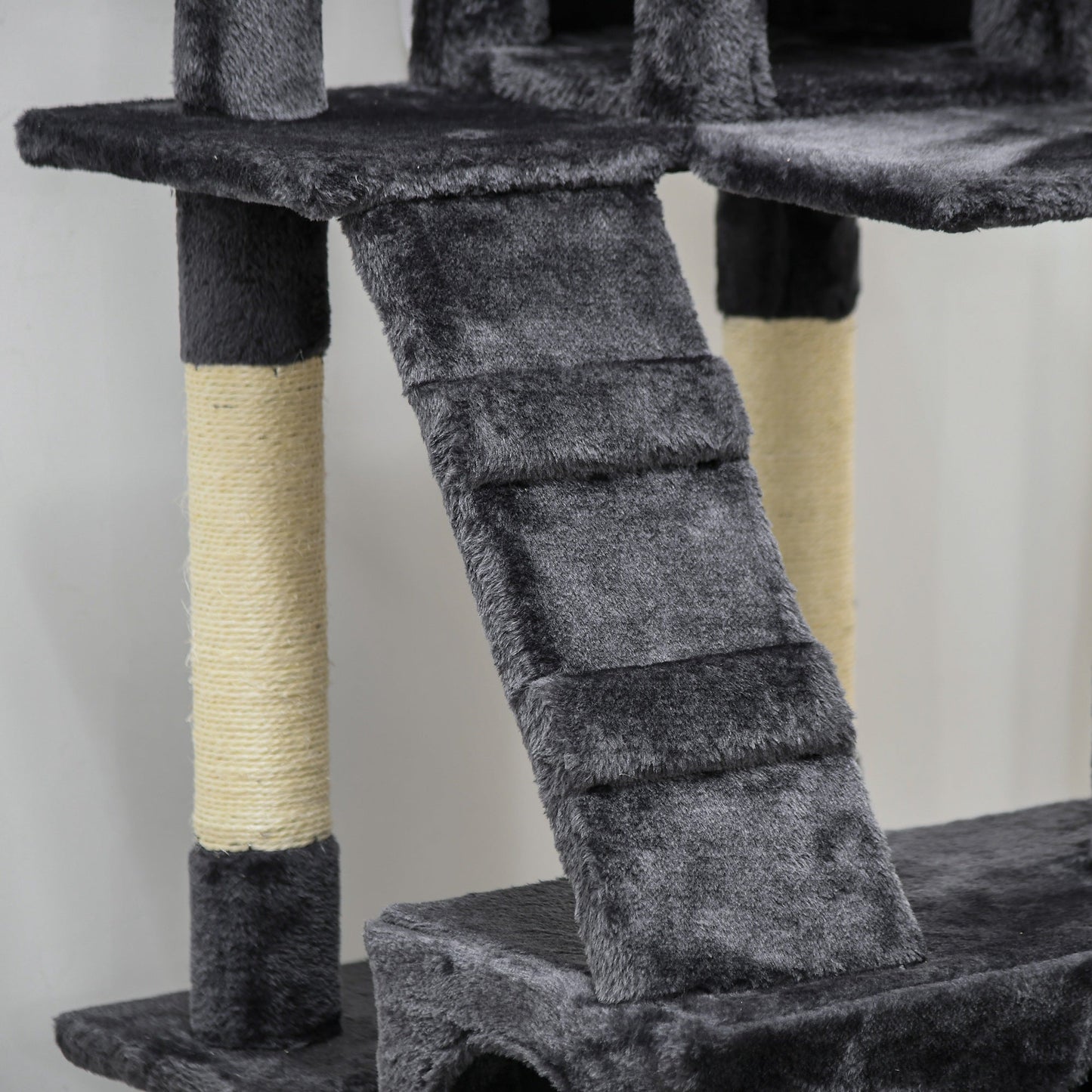 Cat Tree for Indoor Cats, 173cm Cat Tower Scratching Post Tall Climbing Tower, Activity Centre House - Charcoal Grey