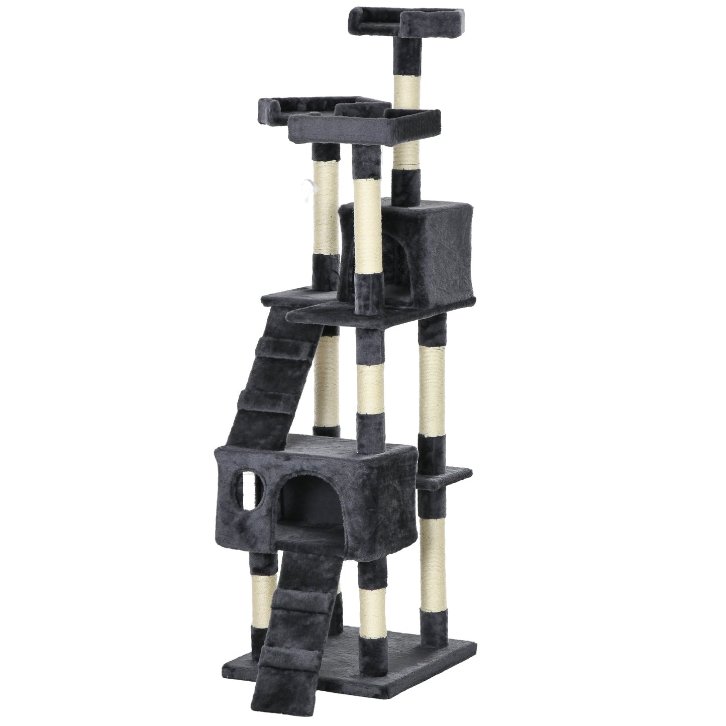 Cat Tree for Indoor Cats, 173cm Cat Tower Scratching Post Tall Climbing Tower, Activity Centre House - Charcoal Grey