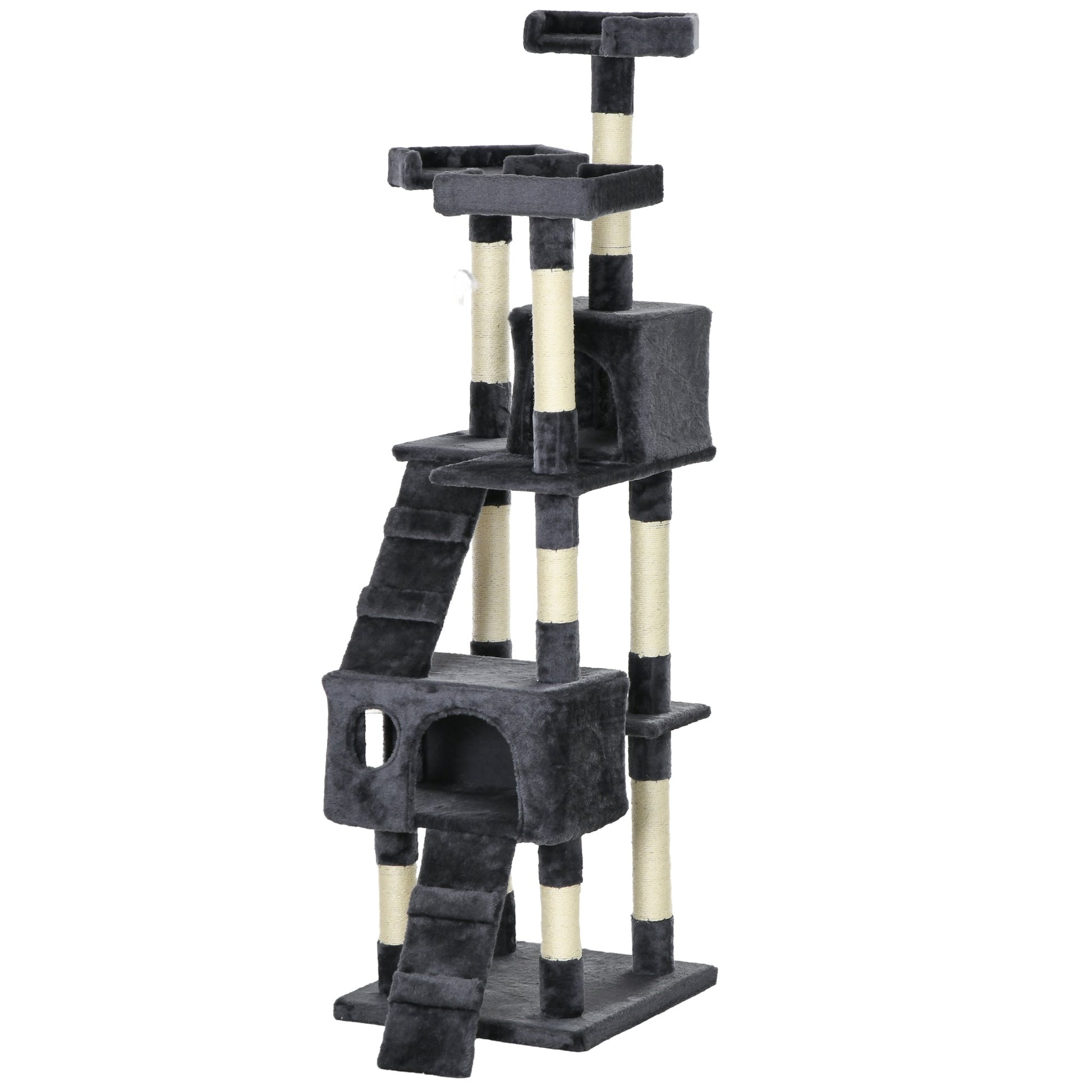 Cat Tree for Indoor Cats, 173cm Cat Tower Scratching Post Tall Climbing Tower, Activity Centre House - Charcoal Grey