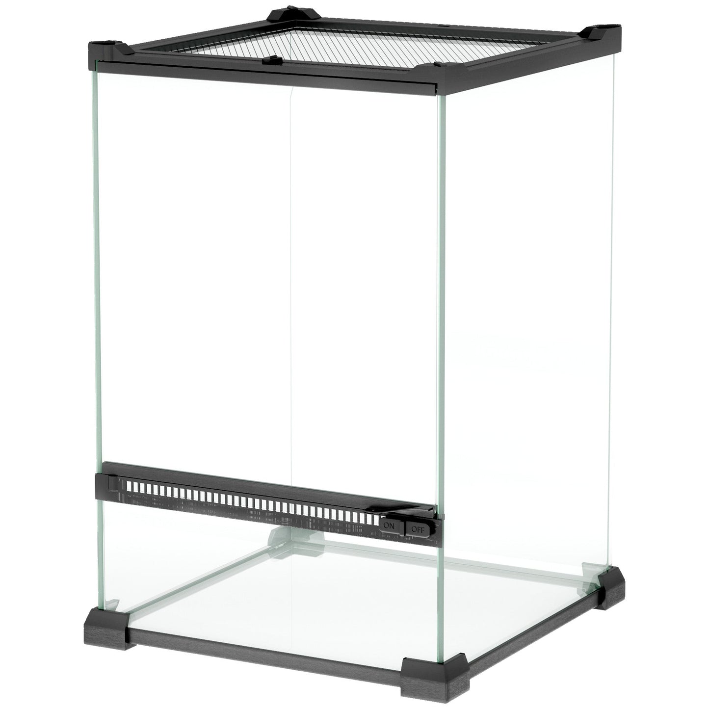 Glass Reptile Terrarium, 12L Vivarium for Lizards, Frogs, Snakes, Turtles, Tortoises, with Ventilation, 20 x 20 x 30cm