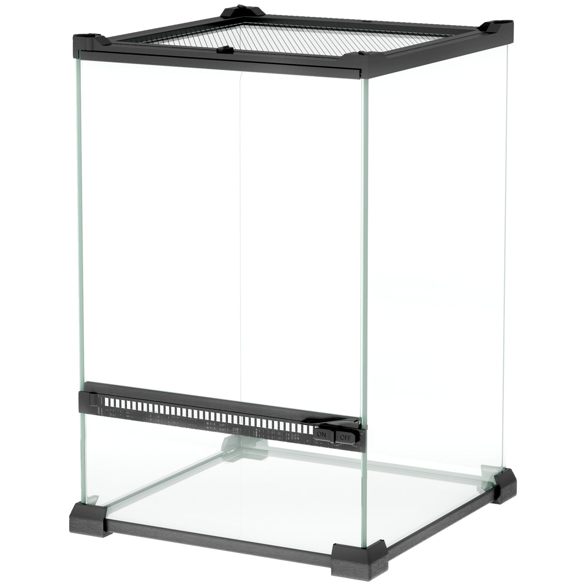Glass Reptile Terrarium, 12L Vivarium for Lizards, Frogs, Snakes, Turtles, Tortoises, with Ventilation, 20 x 20 x 30cm