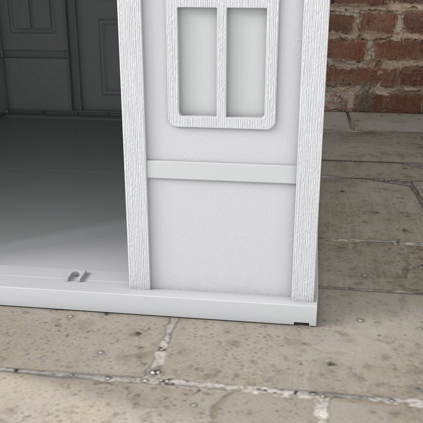 Plastic Dog House Outdoor Indoor, Weather-Resistant Dog Kennel, with Large Opening, for Large Dogs, 84.2 x 98.2 x 82cm - Grey