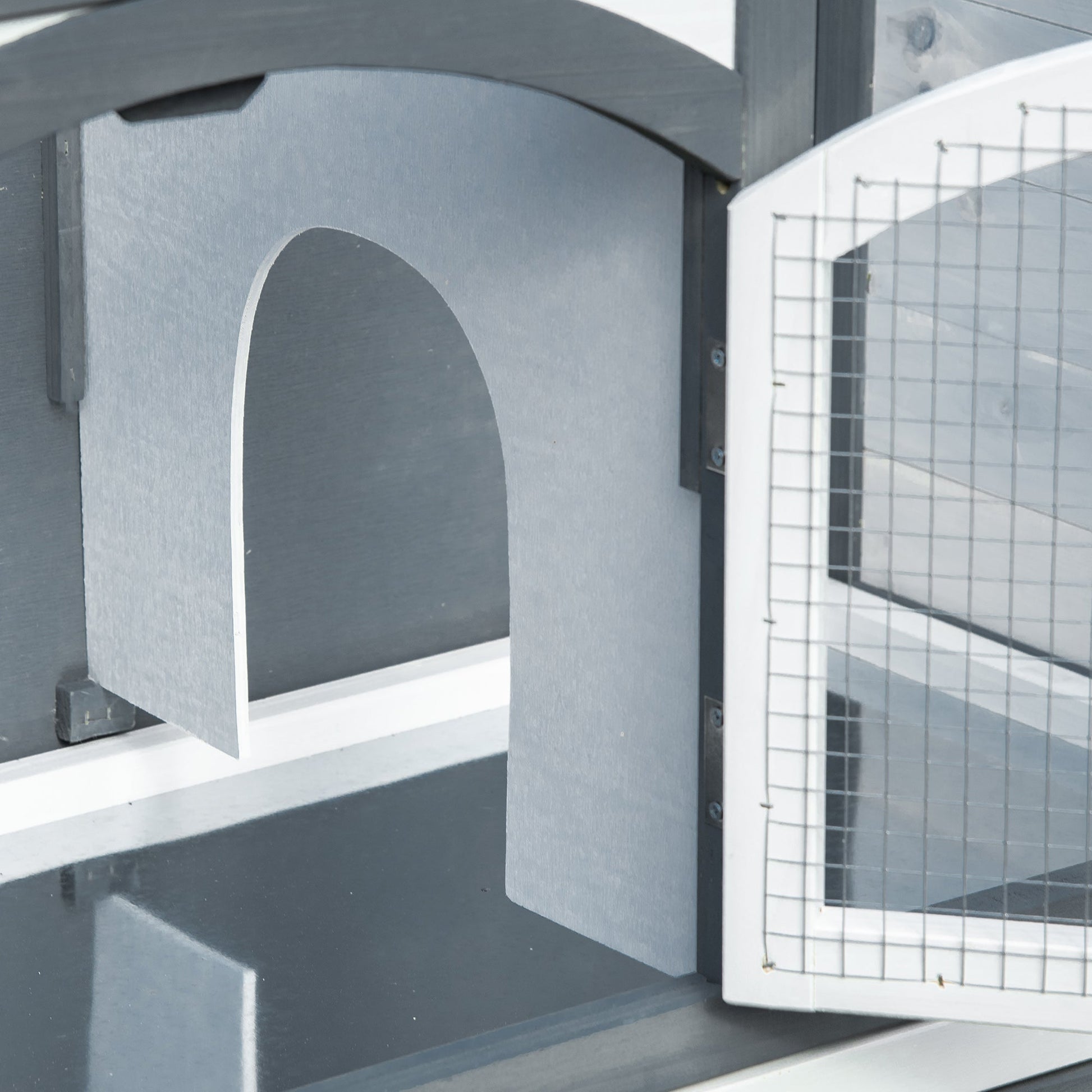 Rabbit Hutch Outdoor Guinea Pig Hutch 2 Tier Wooden Cage w/ Ramp, Divider, Openable Roof, 125 x 48 x 100cm - Grey