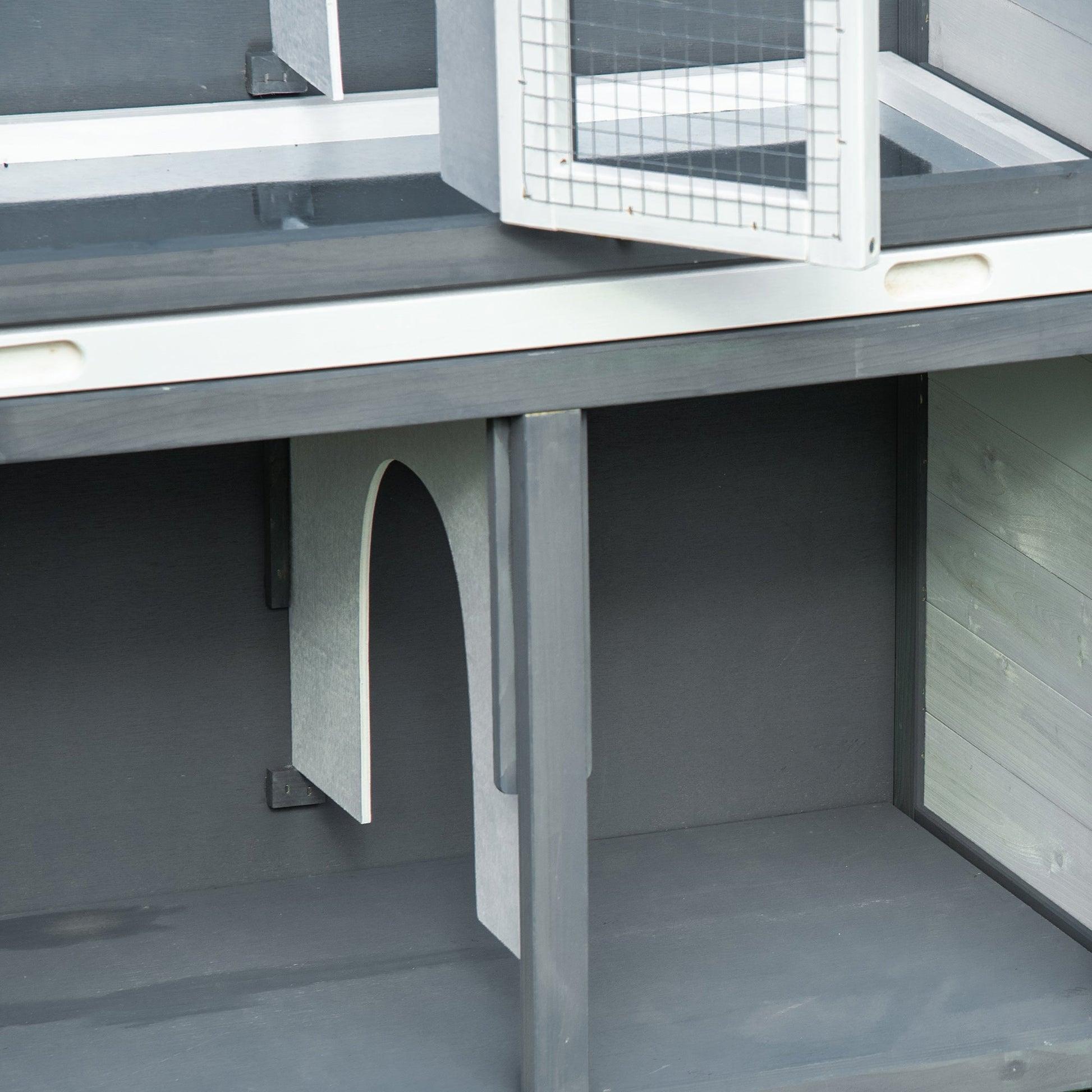 Rabbit Hutch Outdoor Guinea Pig Hutch 2 Tier Wooden Cage w/ Ramp, Divider, Openable Roof, 125 x 48 x 100cm - Grey