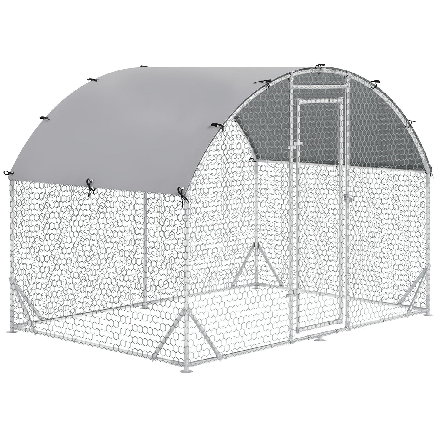 Walk In Chicken Run Galvanised Chicken Coop Hen Poultry House Cage Pet Playpen Garden with Water-Resist Cover, 2.8 x 1.9 x 2m